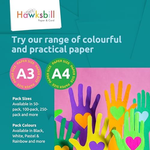 Hawksbill A4 Coloured Card Stock - 160GSM Rainbow Craft Paper | 50 Pack 9