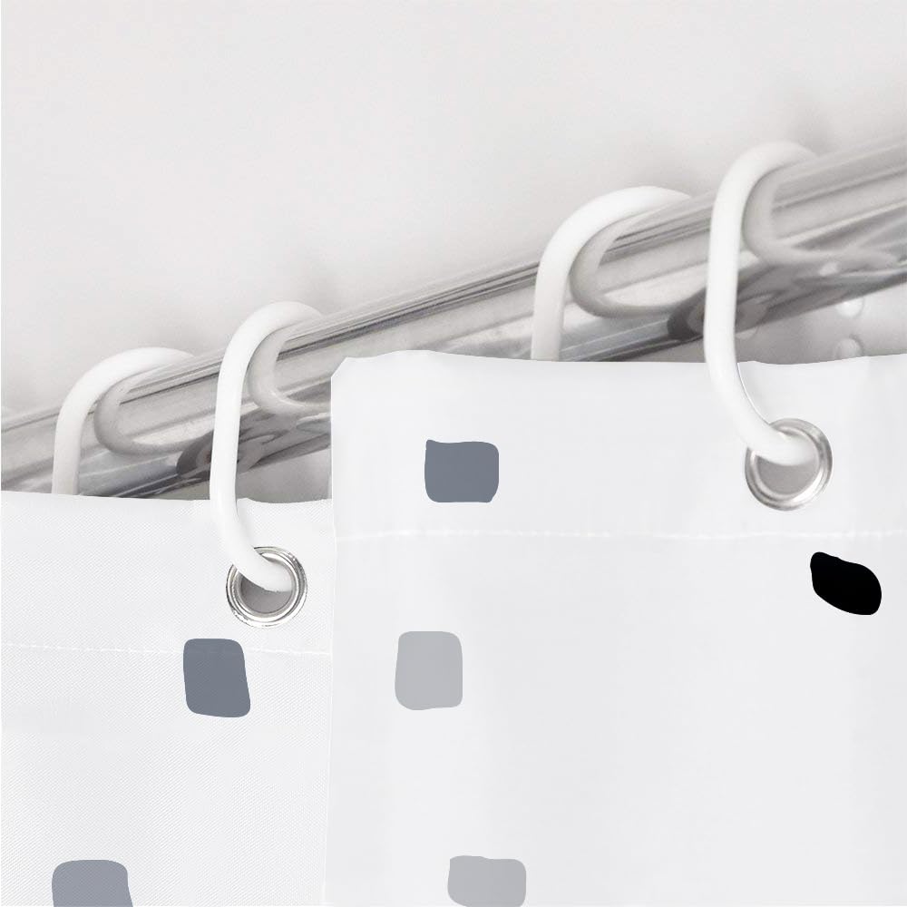 ANSIO Shower Curtain - Mosaic Black Design | 180cm x 180cm | Mildew Resistant Polyester 6