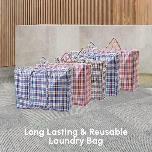 1ABOVE Jumbo Reusable Laundry Bags - 5 Pack, Waterproof, Heavy-Duty Handles & Zipper | 70x60x28cm 4