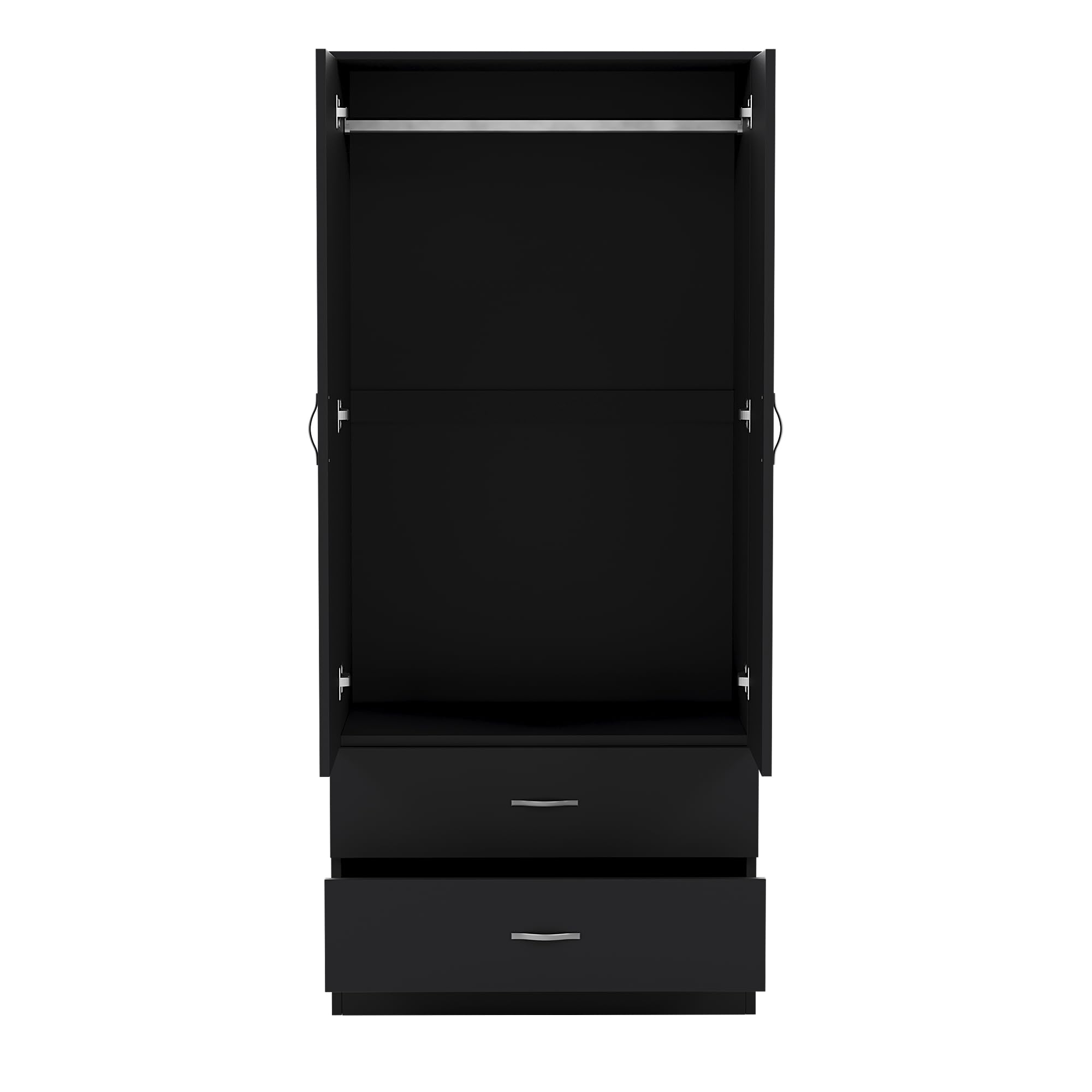 Vida Designs Riano 2 Door Wardrobe - Hanging Rail & Shelf Storage | Engineered Wood | Black 9