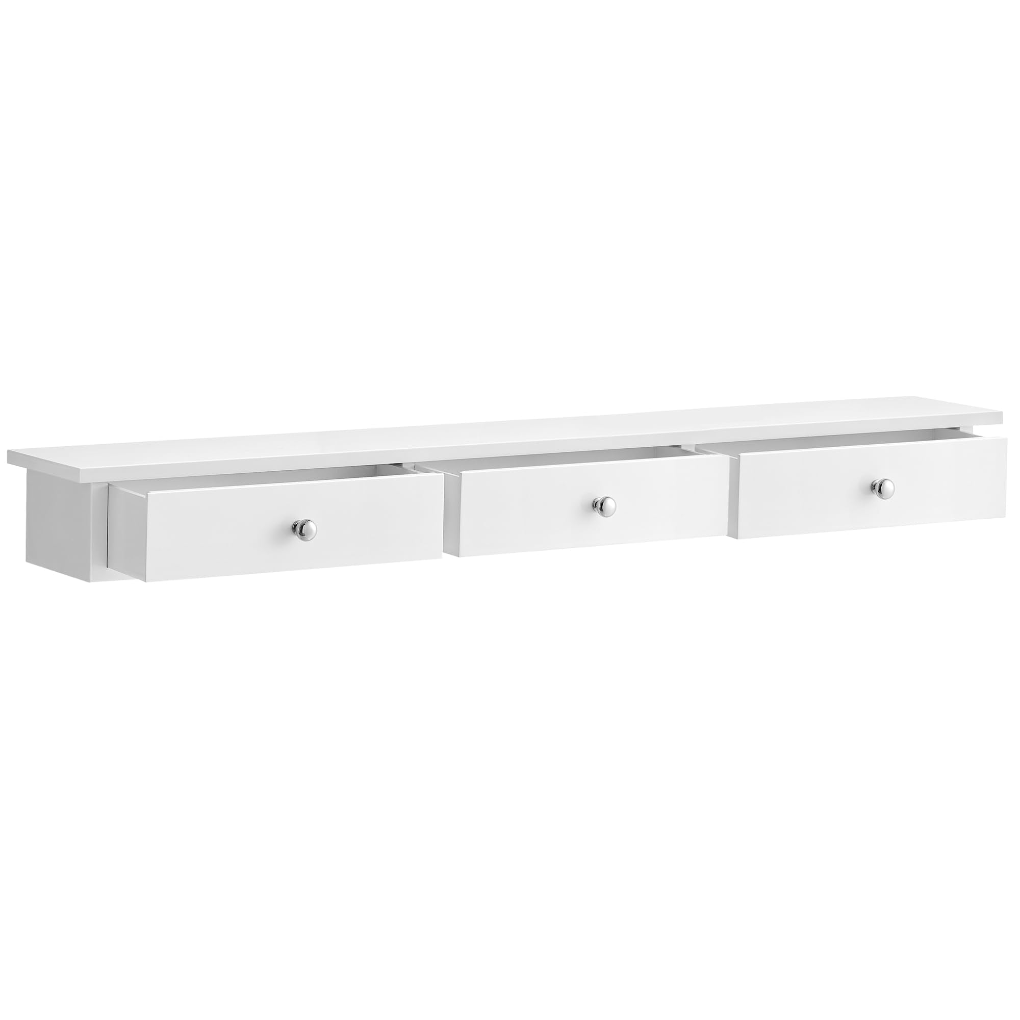 SONGMICS Floating Wall Shelf with 3 Drawers - White | 80 x 15 x 10 cm | Engineered Wood 1