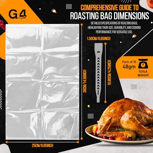 G4GADGET Roasting Bags - Pack of 10 Large Oven & Microwave Safe Bags | Polyester 4