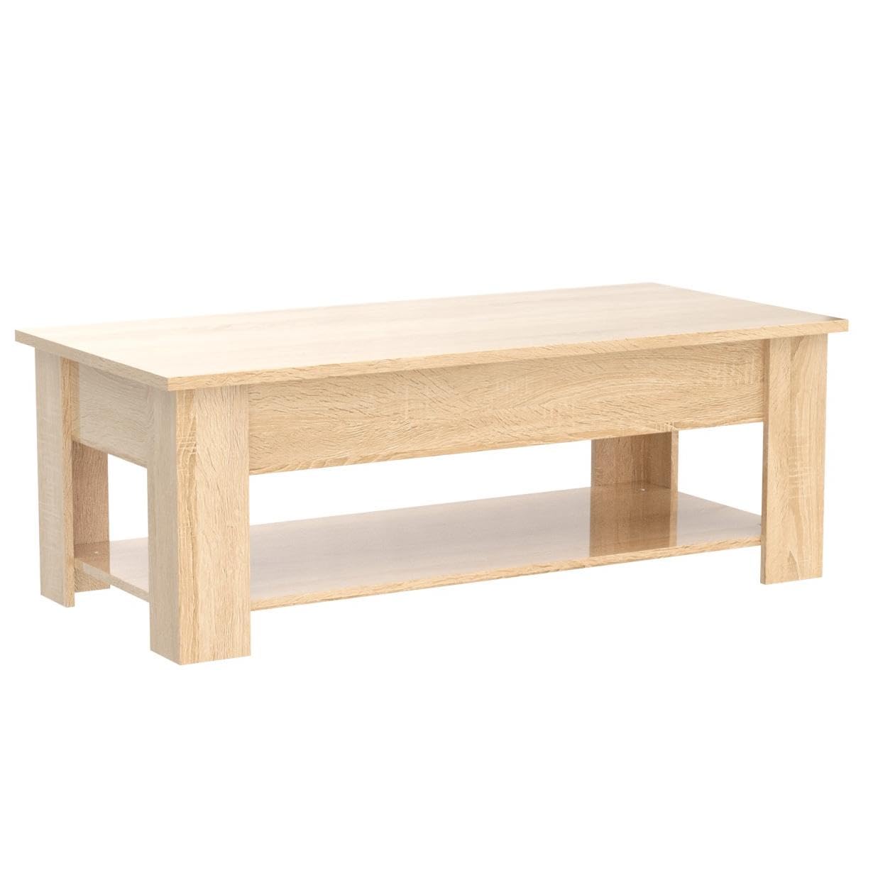 Home Source Modern Coffee Table with Lift Top Storage and Magazine Shelf | Oak Effect | 100cm 5
