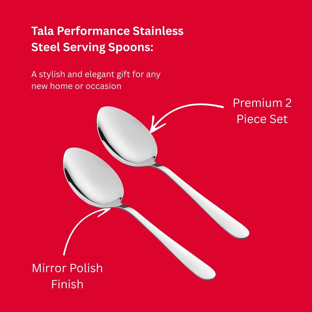 Tala Performance Stainless Steel Serving Spoons - Premium 2 Piece Set | Dishwasher Safe 2