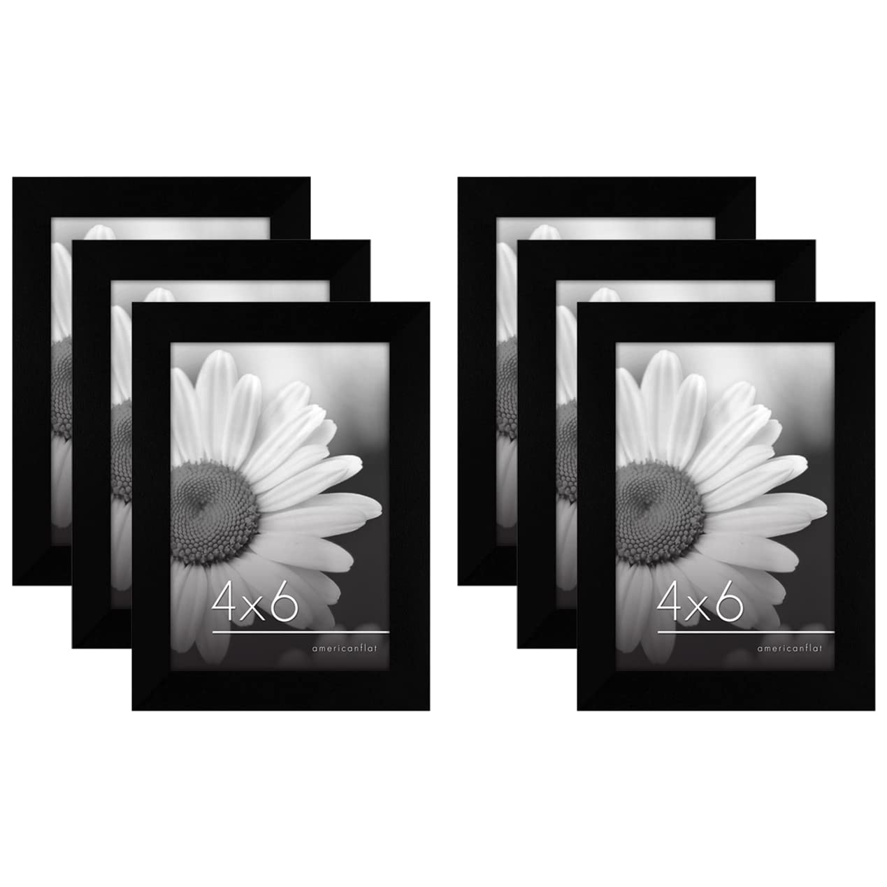 Americanflat 6x4 Photo Frames Set of 6 - Black Gallery Wall Picture Frames | Engineered Wood | Tabletop & Wall Mount