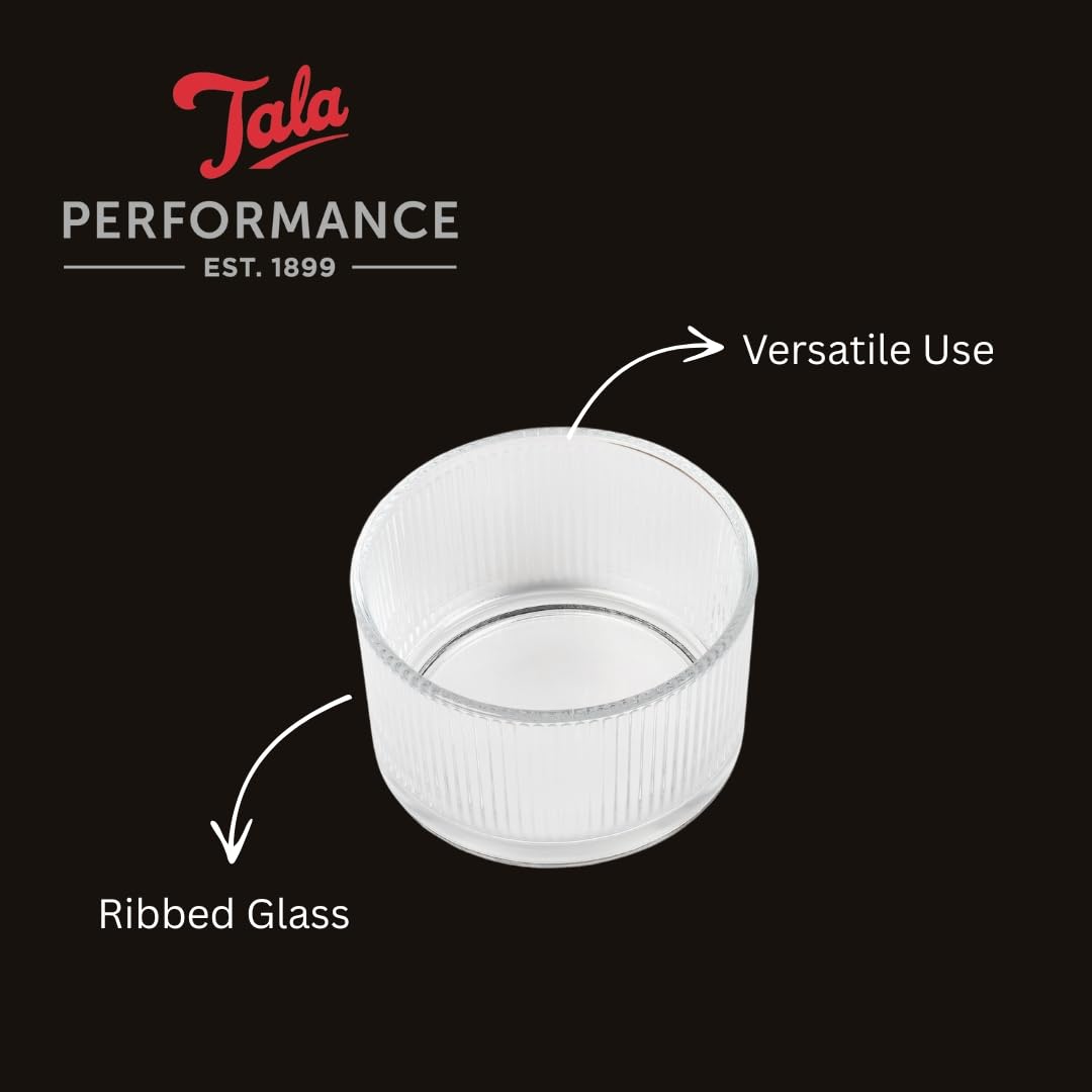 Tala Ribbed Glass Ramekin - 190ml Oven Safe Dessert Bowl | Classic Ribbed Design 4