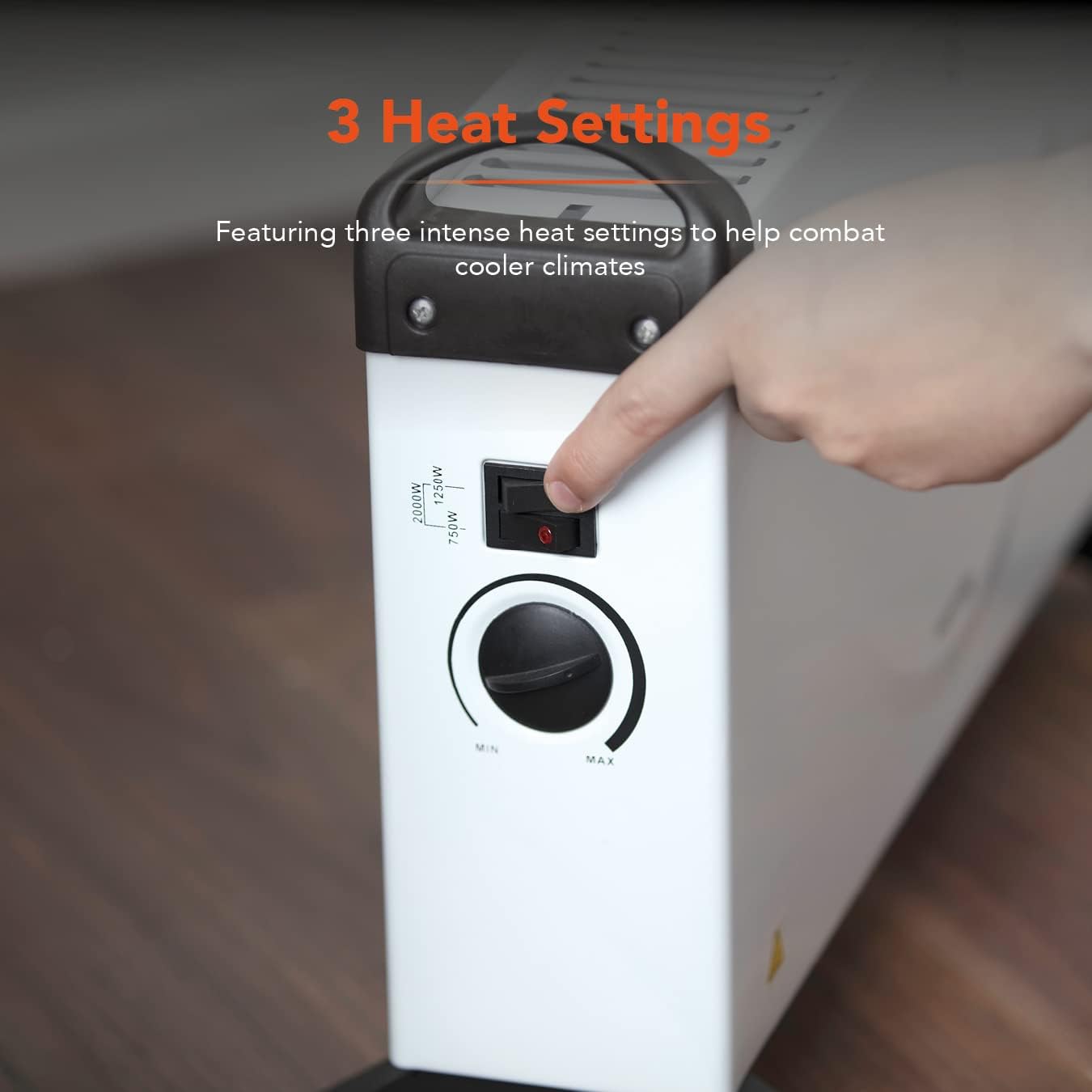 Warmlite WL41007 2000W Portable Convection Heater with Adjustable Thermostat and 3 Heat Settings 3