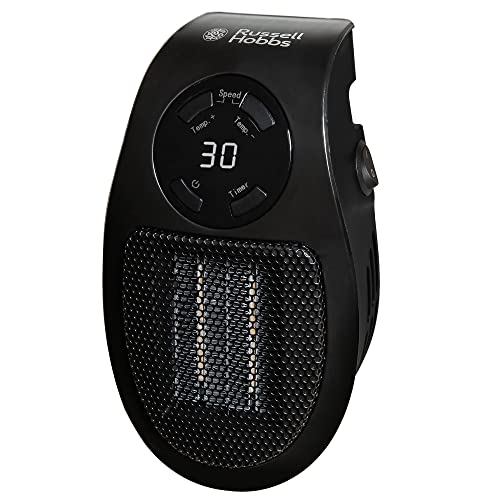 Russell Hobbs 500W Ceramic Plug Heater - Adjustable Thermostat | 15°C-30°C | 2 Fan Speeds 9
