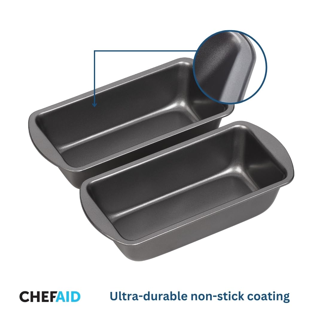 Chef Aid Non-Stick Loaf Pans - Set of 2 Carbon Steel Tins | 1lb (454g) Capacity 5