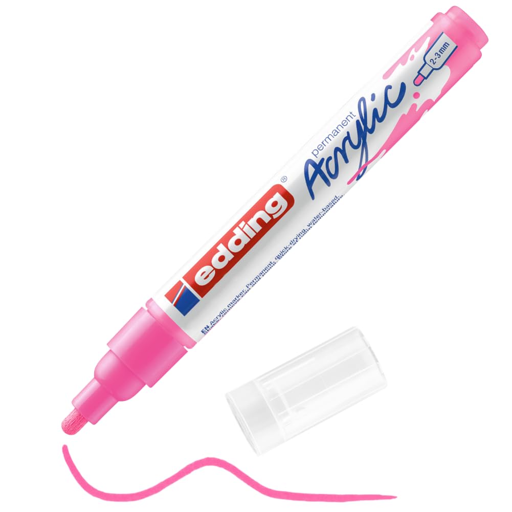edding 5100 Acrylic Marker Medium - Neon Pink | Waterproof, Permanent, Medium Round Tip 1