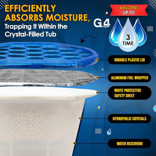 G4GADGET Disposable Dehumidifier Moisture Absorbers - Pack of 4 | 450ml Capacity | Portable 3