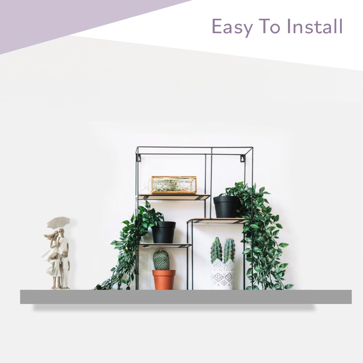 Anika Floating Shelf - Grey High Gloss Finish | 60cm x 23cm | 3.8cm Thick Hollowboard | Max Load 15KG 6