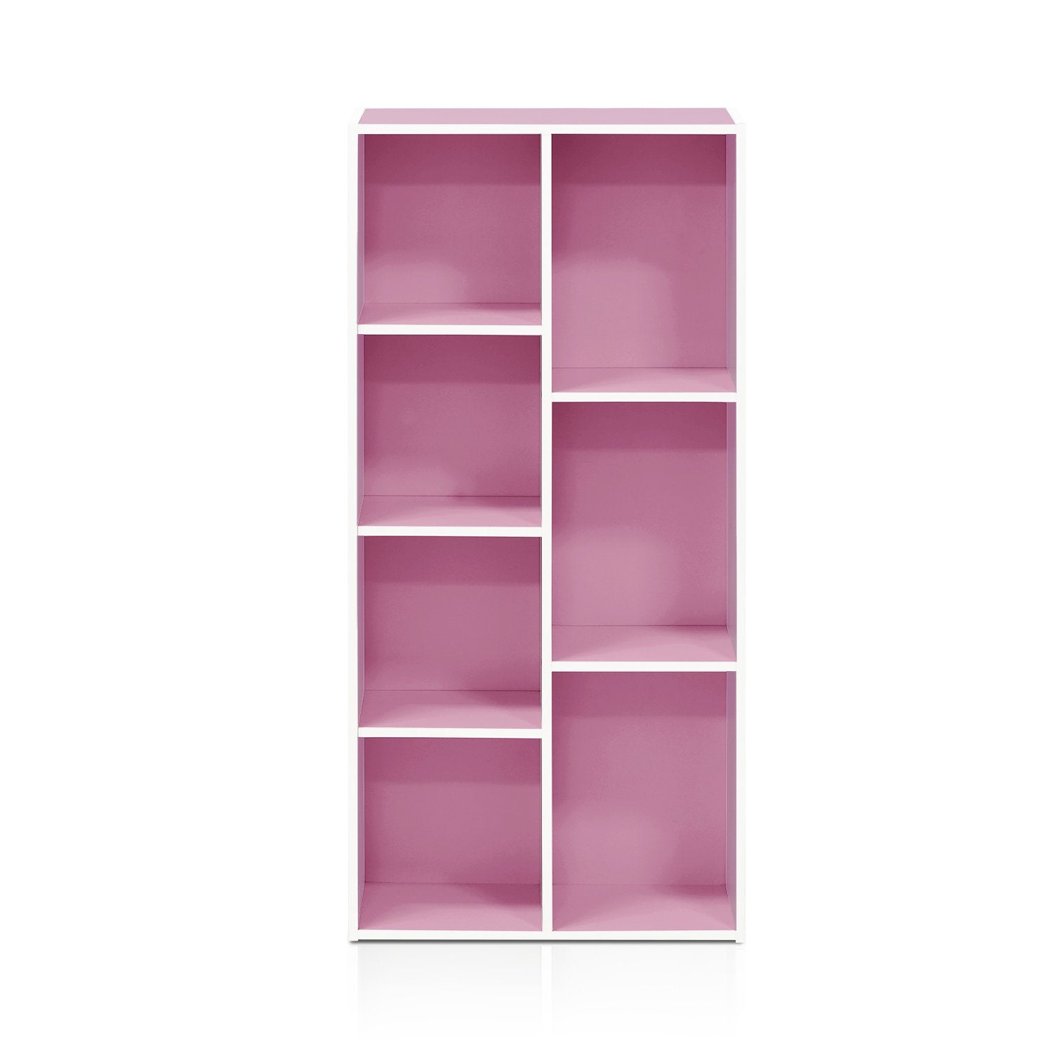 Furinno LUDER 7-Cube Book Shelf - Functional Storage | Engineered Wood | White/Pink 8