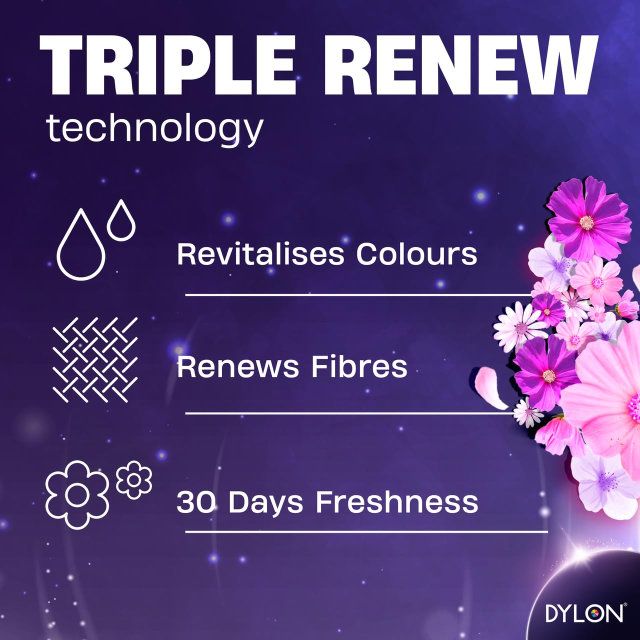 Dylon Blossom Colour Detergent Liquid Laundry Detergent - 3L | 60 Wash Loads | Triple Renew Technology 2