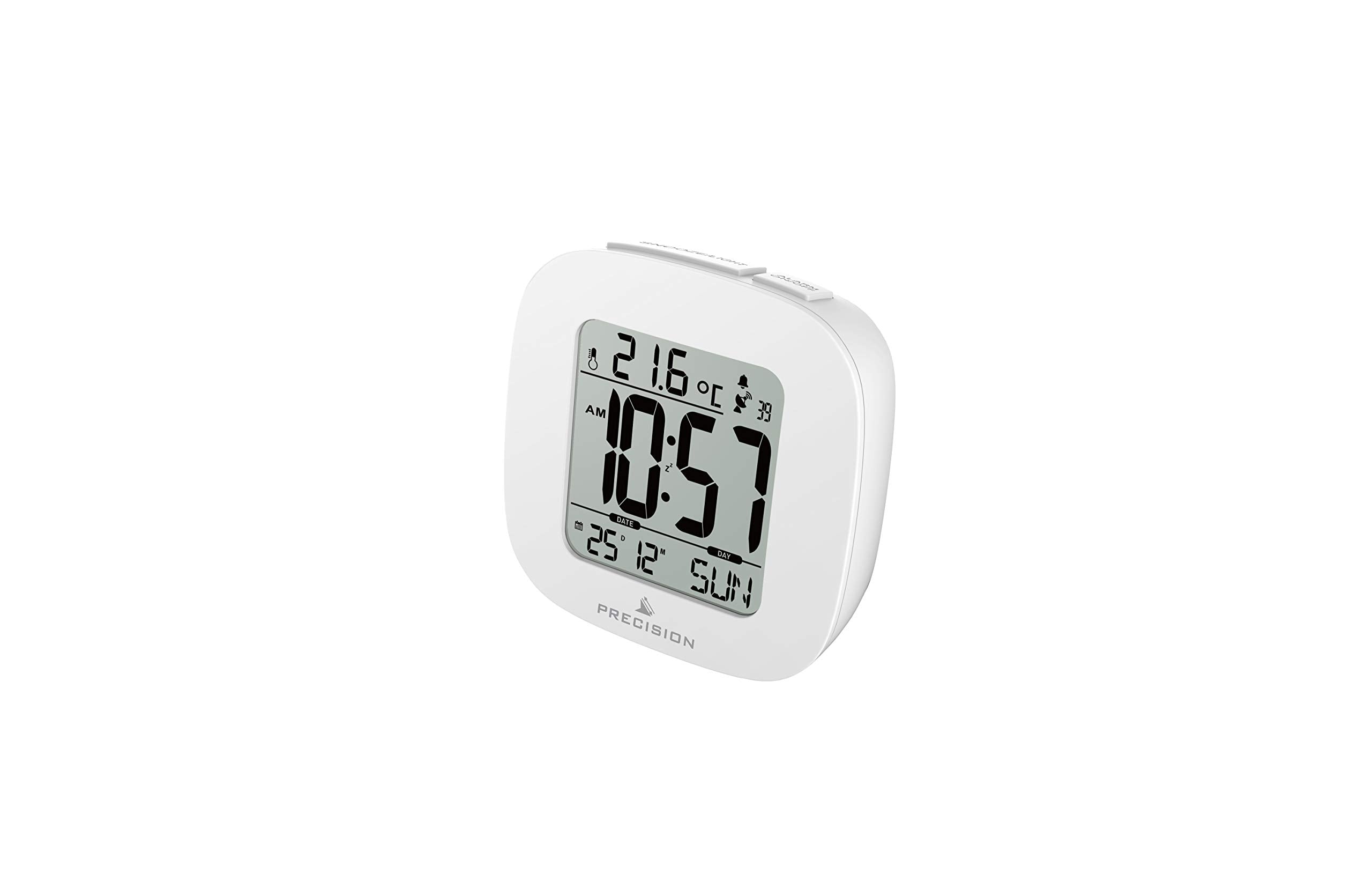 Precision AP058 Digital Alarm Clock - White Plastic | LCD Backlight | Snooze Function 2