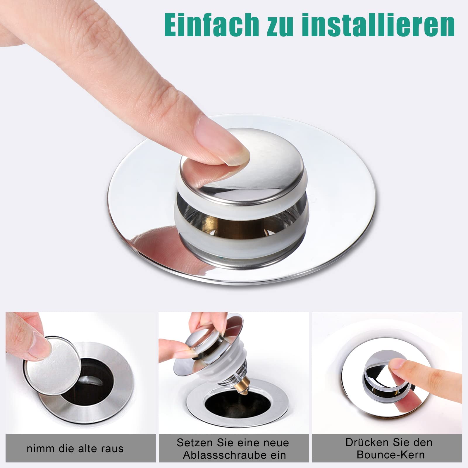 Diboniur Universal Sink Stopper Replacement | 304 Stainless Steel & Copper | Fits 32mm-41mm Drains 5