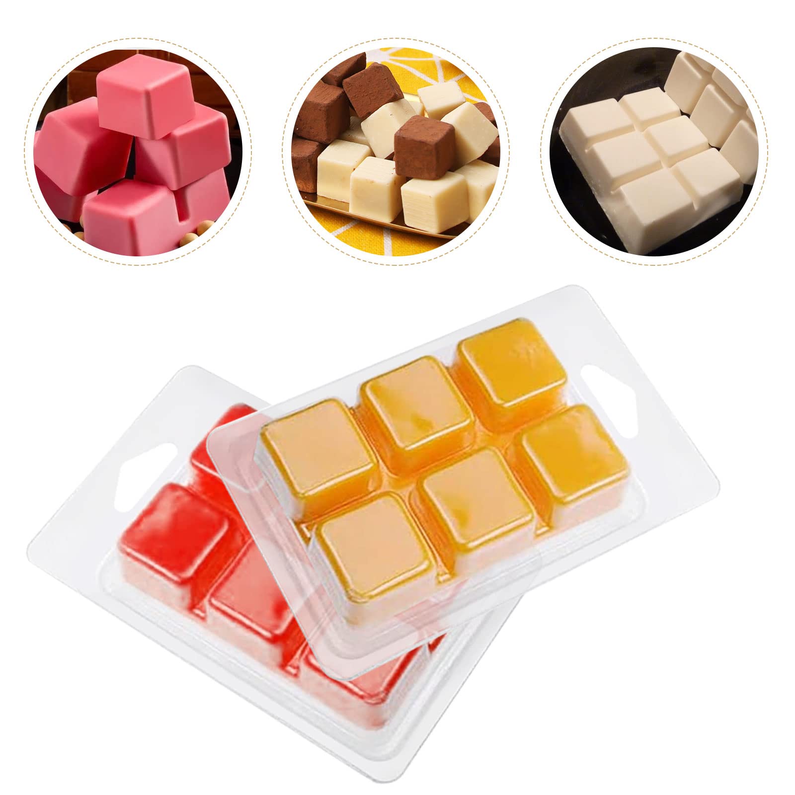 ASelected Wax Melt Molds - 100 Pcs Clear Plastic Clamshell with 6 Cavities | Reusable PET Material 4