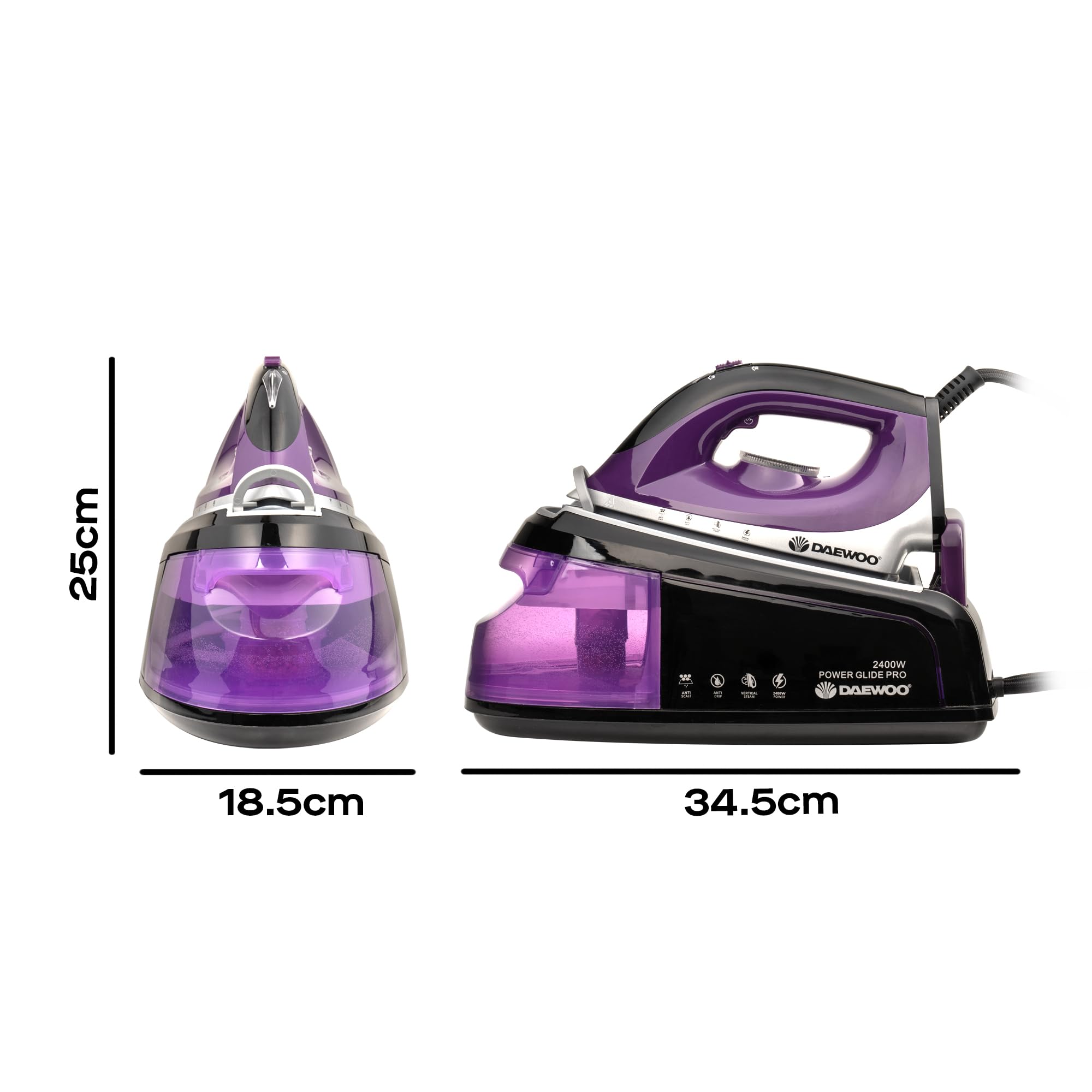 Daewoo 2400W Steam Station Iron with 1.2L Detachable Tank | Ceramic Soleplate | Continuous Steam 7