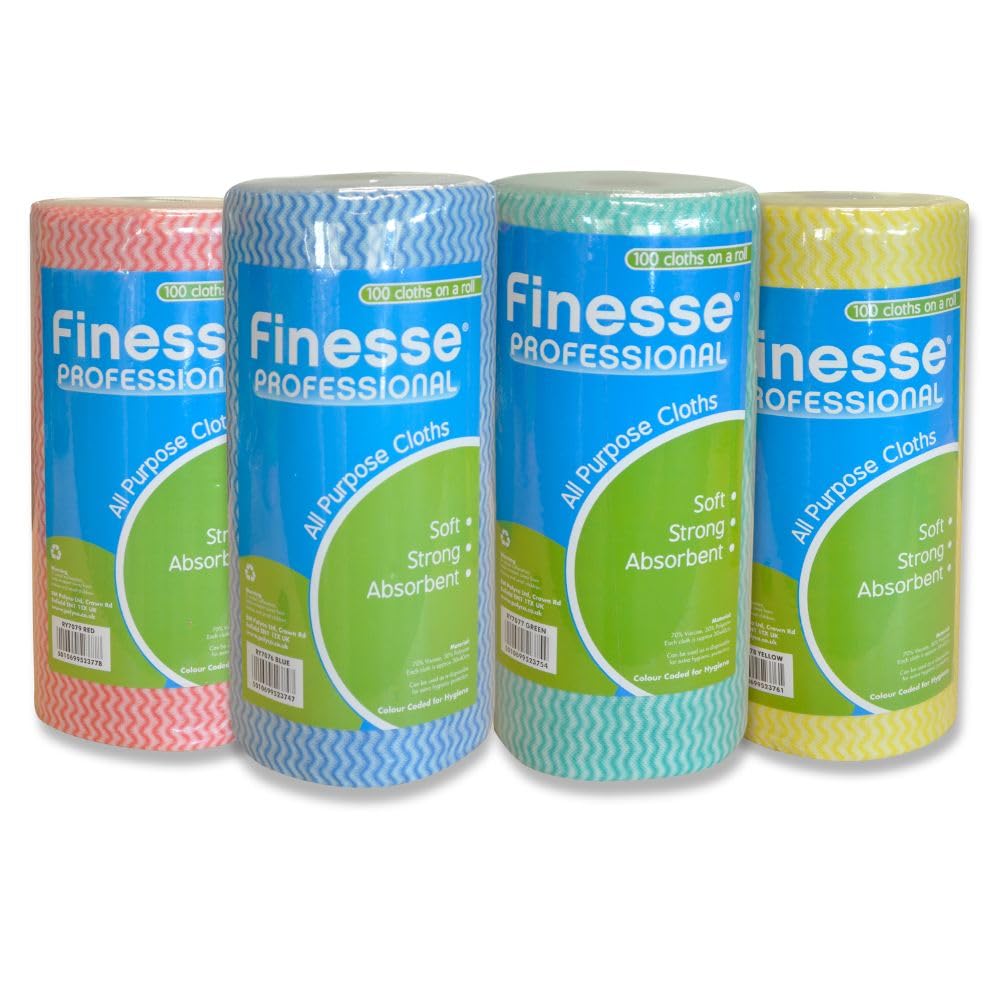 Finesse All Purpose Cleaning Cloths Roll - 100 Count Blue | Super Absorbent | Machine Washable 4