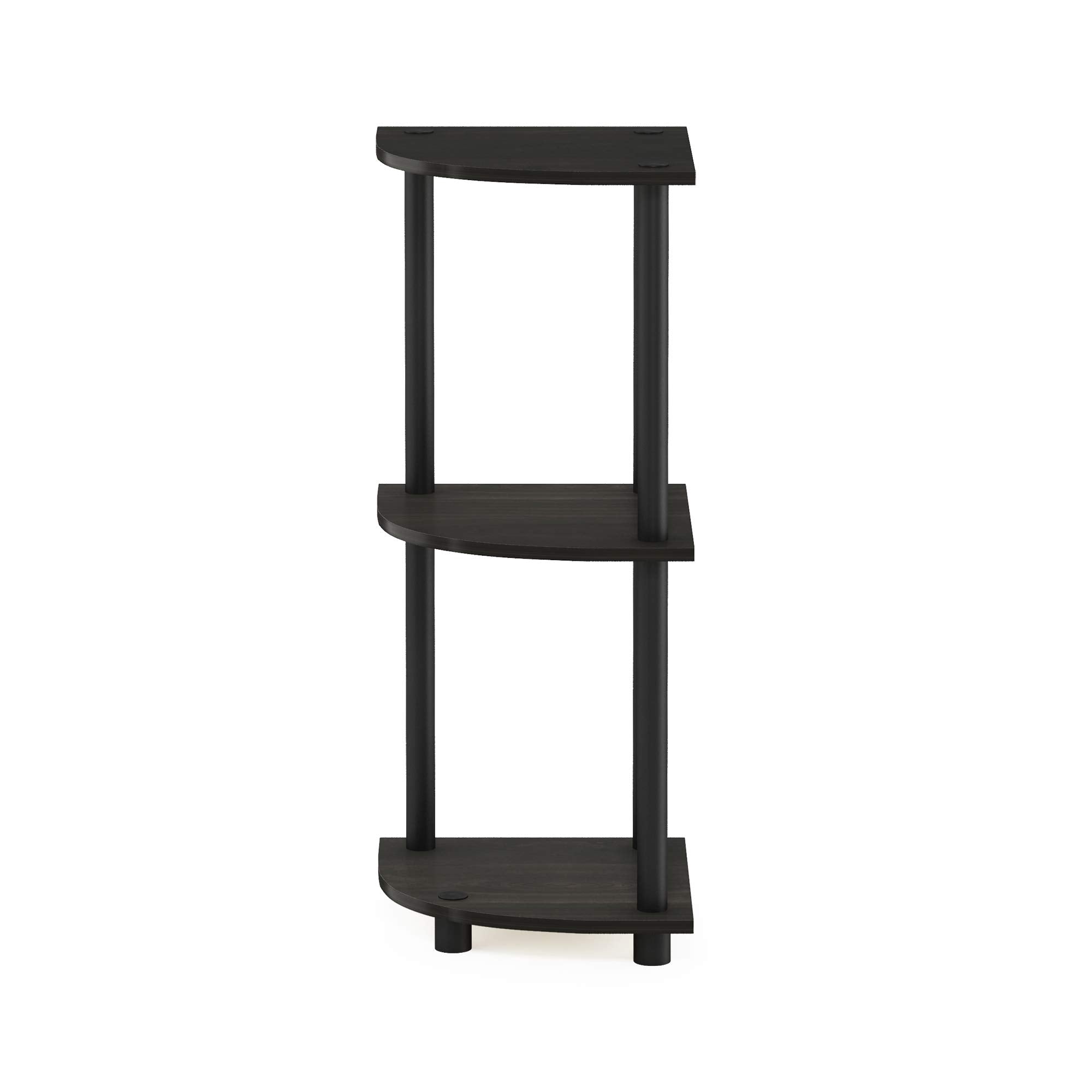 Furinno TURN-N-TUBE Corner Shelf - 3-Tier Open Display | Espresso/Black | Freestanding 7