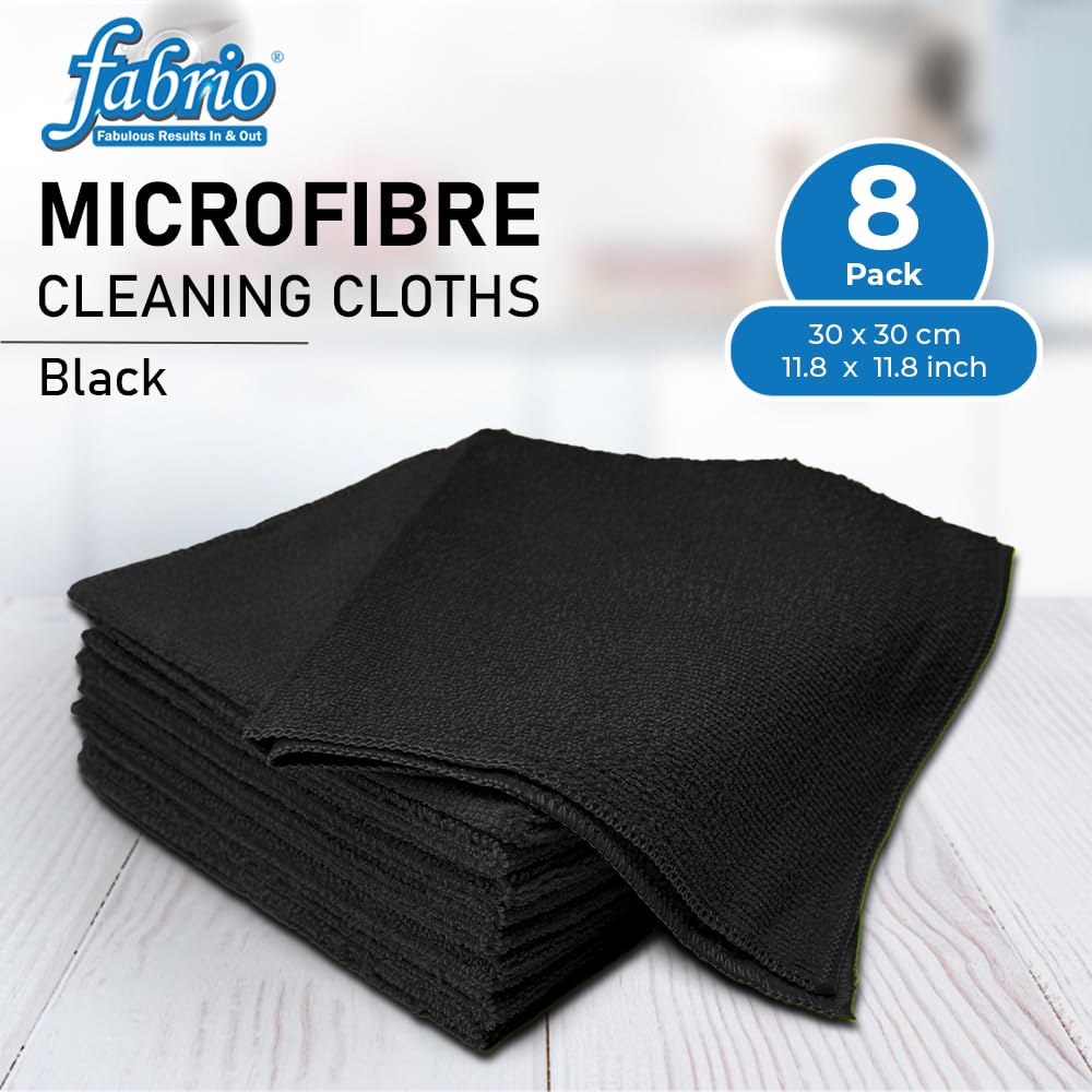 FABRIO Microfiber Cleaning Cloths - 8 Pack, 30x30cm, Ultra-Absorbent, Lint-Free for Kitchen & Car 2