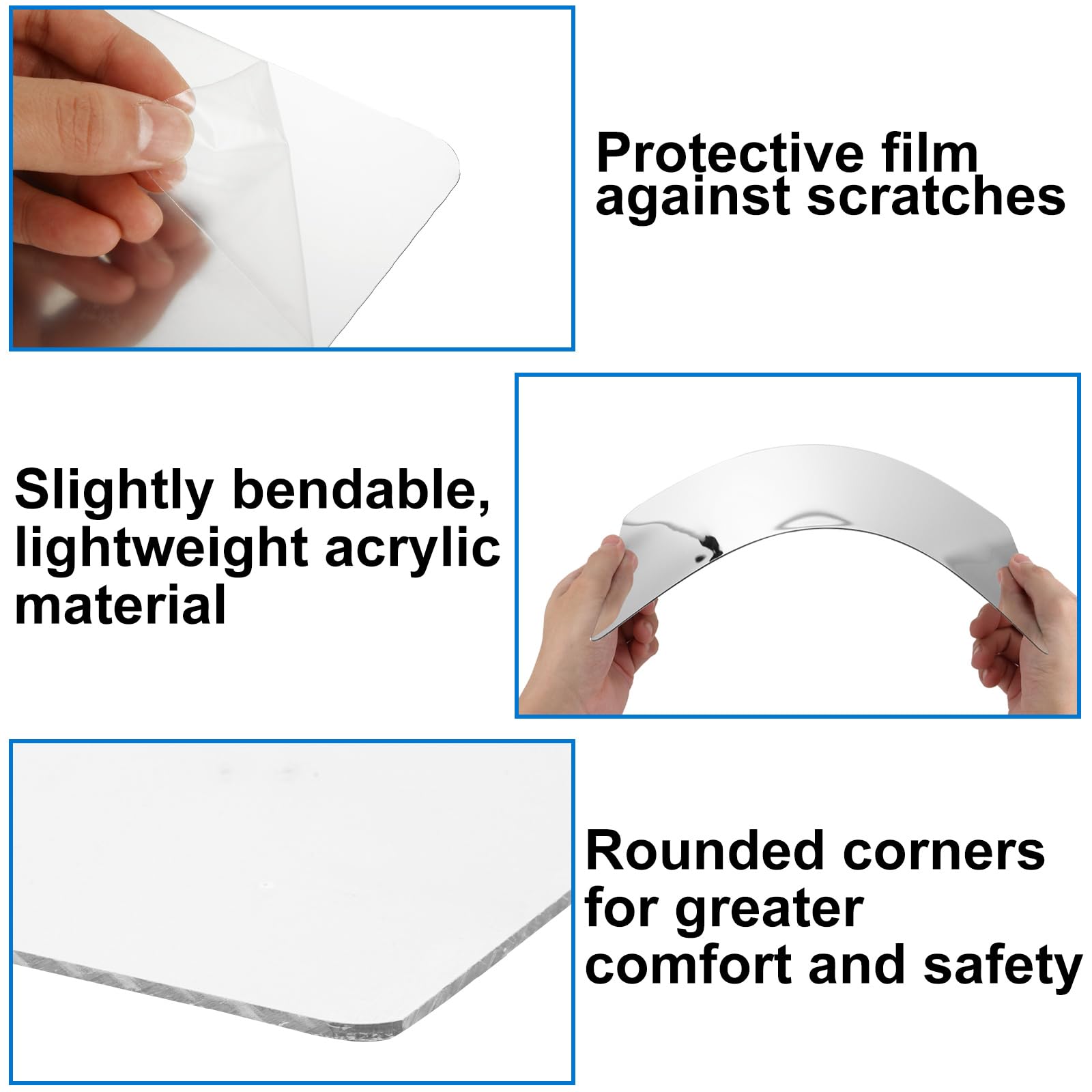 ASelected 6 Pack Self Adhesive Mirror Tiles 20x20 cm - Lightweight Acrylic for Home & Gym | Easy Installation 4