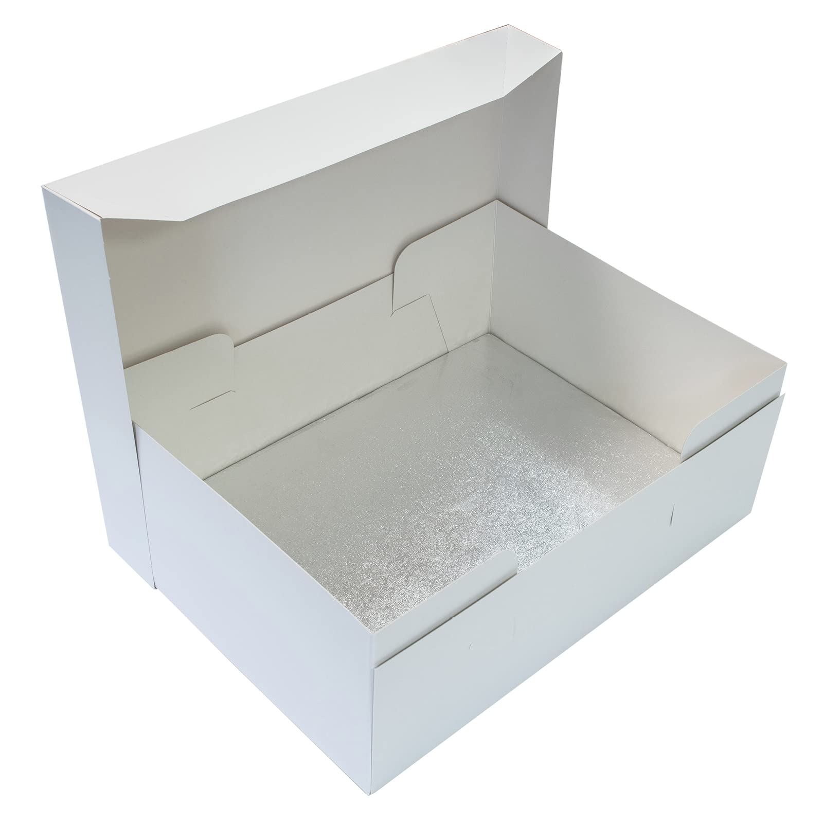 Culpitt Oblong Cake Box and Silver Cake Board Combo - 12'' x 9'' | 6'' High Box | Sturdy Drum 1