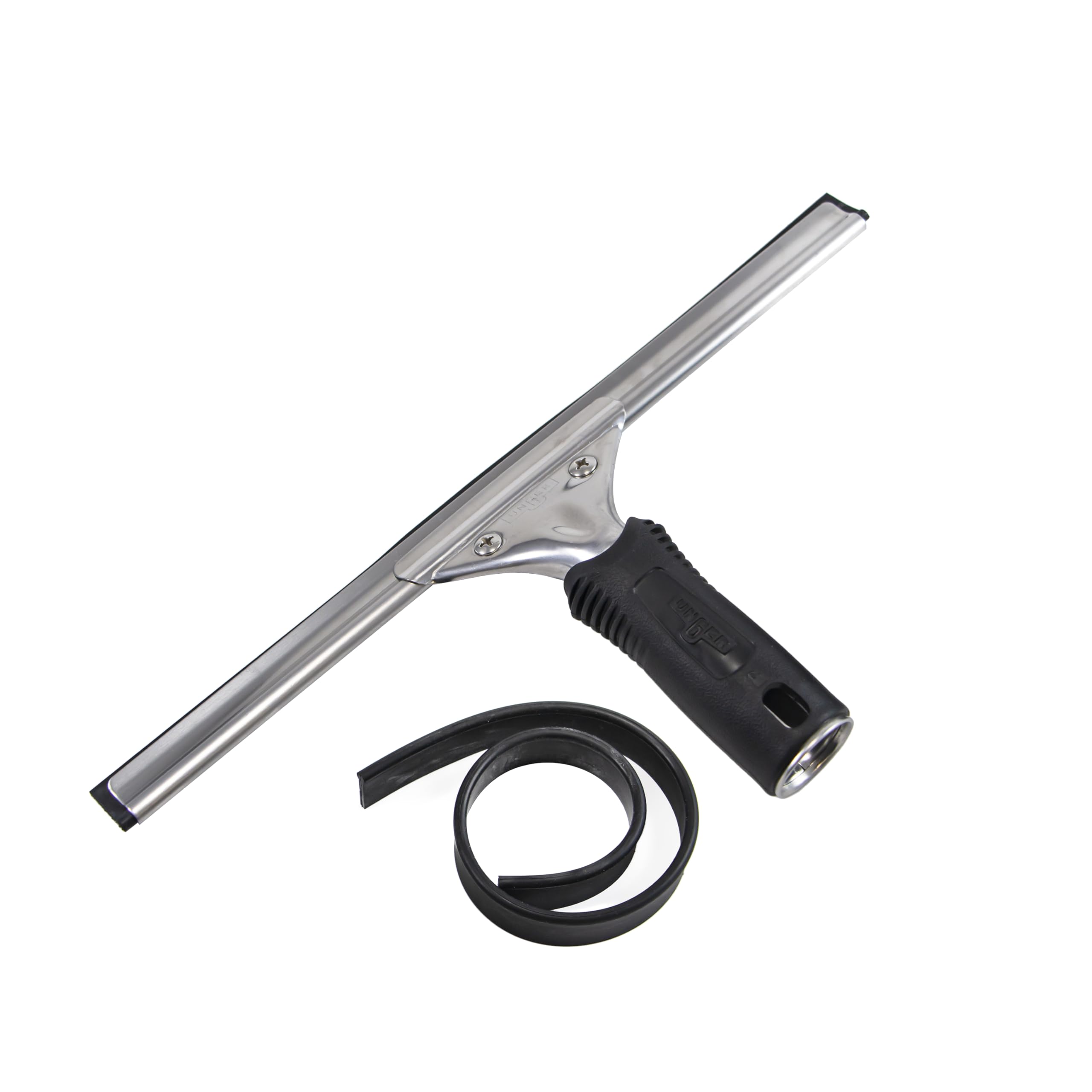 Unger 12 Inch Professional Window Cleaning Squeegee with Rubber Replacement | Stainless Steel 1