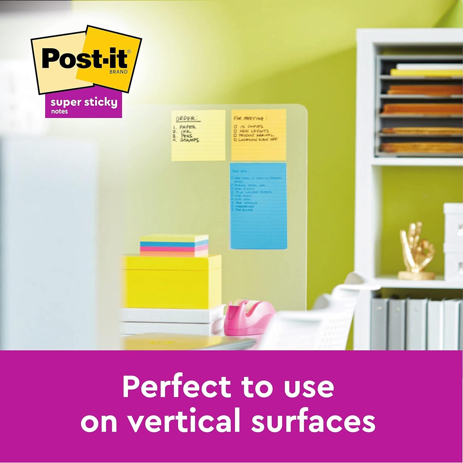 Post-it Super Sticky Lined Notes - Neptune Blue | 2x Sticking Power | 102 x 152 mm 6