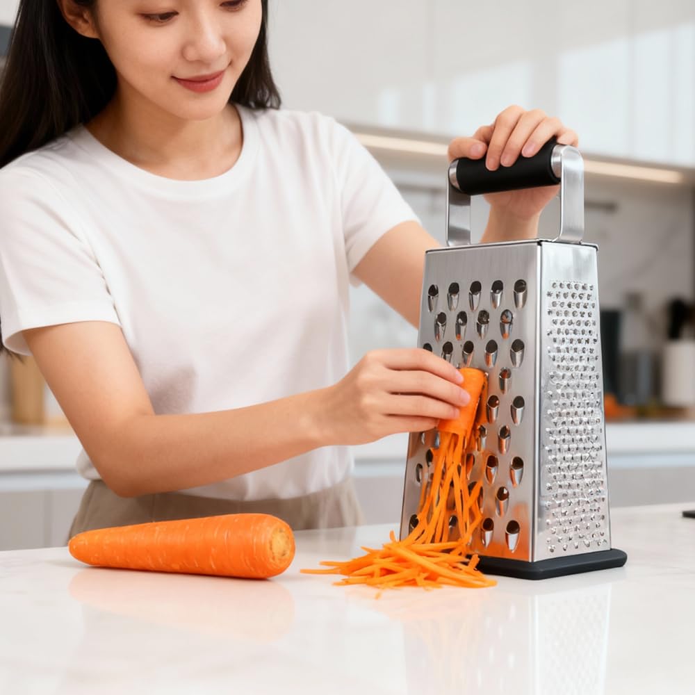 Armo Home Heavy Duty Stainless Steel 4-Sided Grater | Rust Resistant | Dishwasher Safe 7