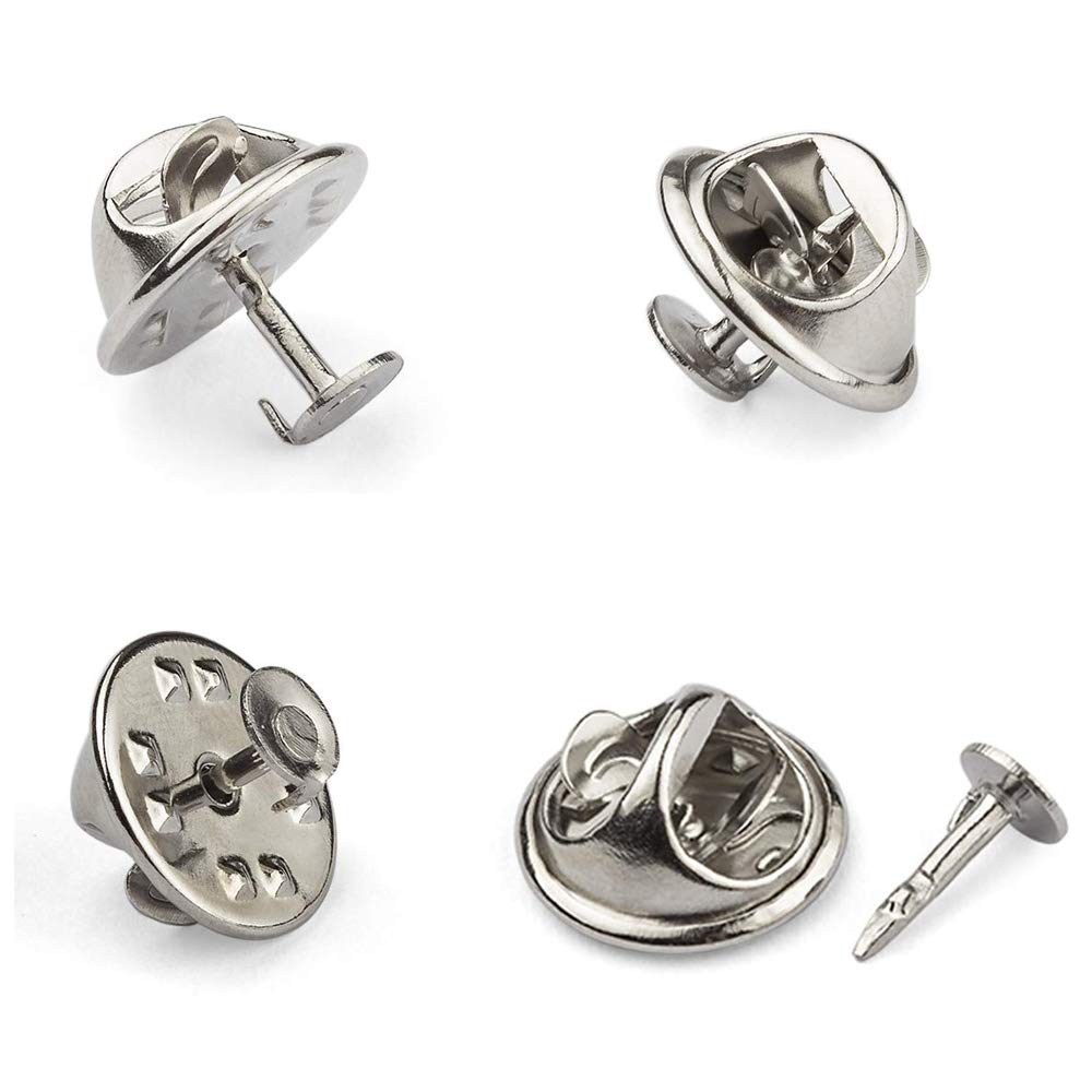 ASelected 100 Pairs Metal Butterfly Clutch Pin Backs - Rust-Proof Lapel Badge Fasteners | Silver 1