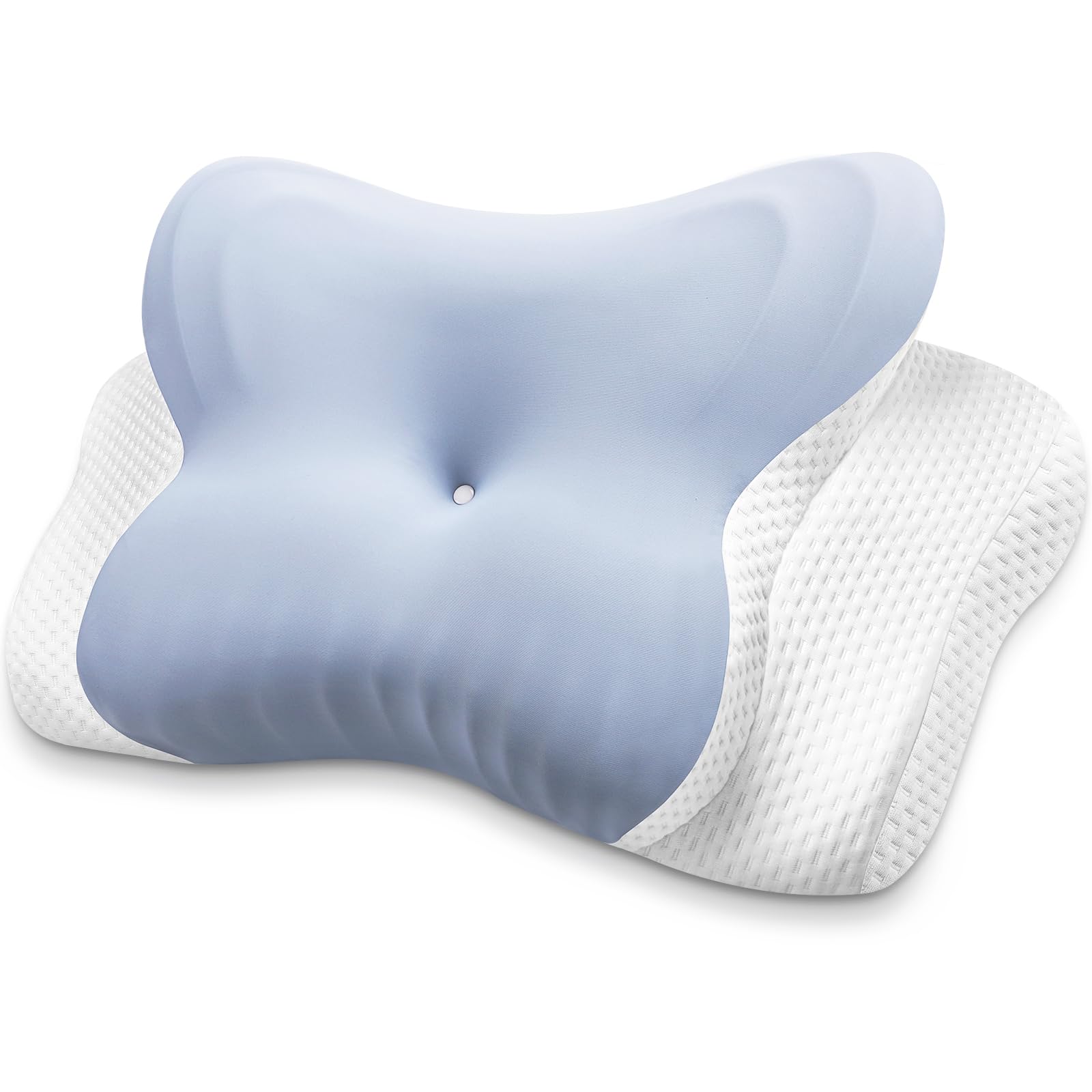 MISSCOZY Ergonomic Cervical Pillow for Neck Pain - Dual Height Memory Foam | Blue 1