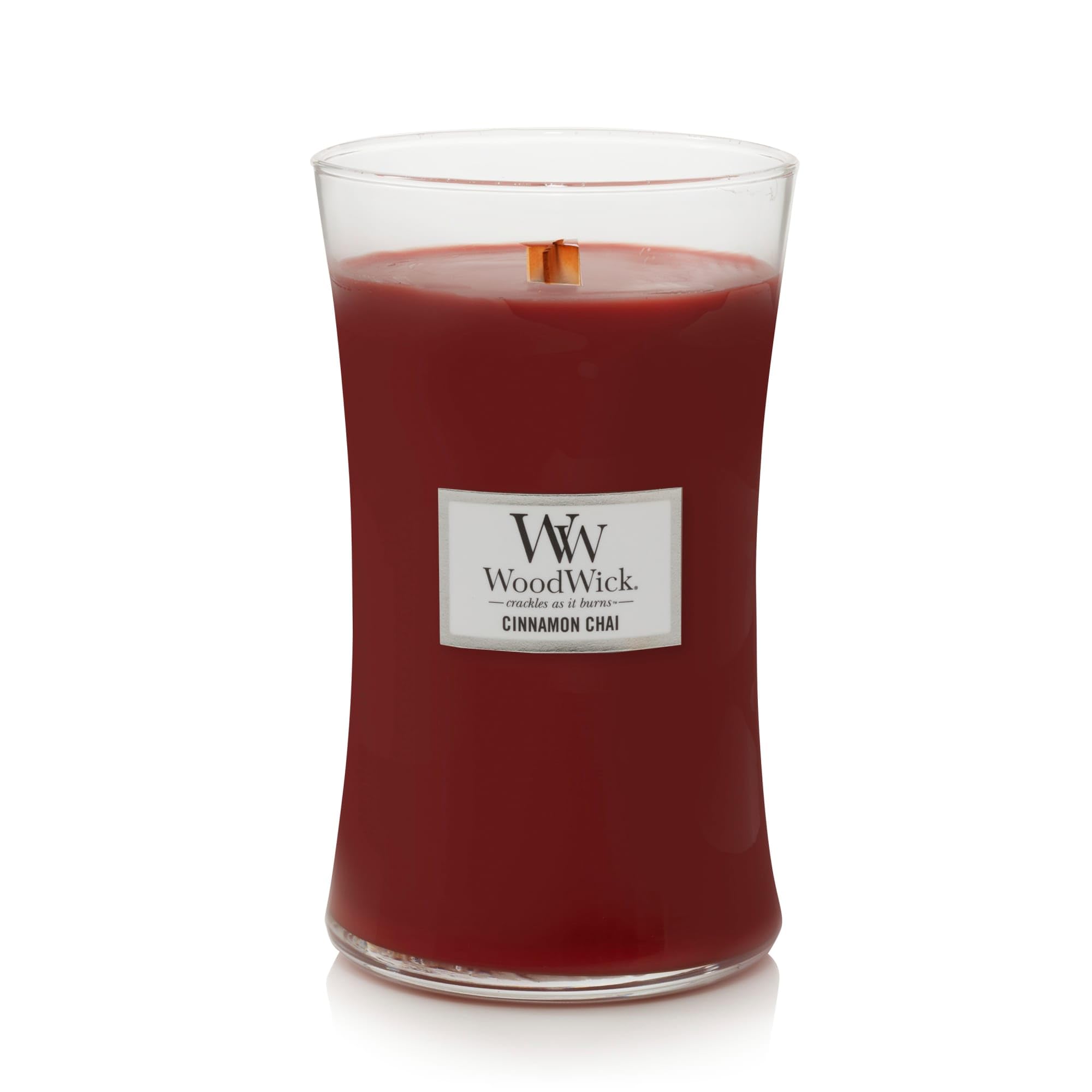 WoodWick Large Hourglass Scented Candle - Cinnamon Chai | Crackling Wooden Wick | 610g