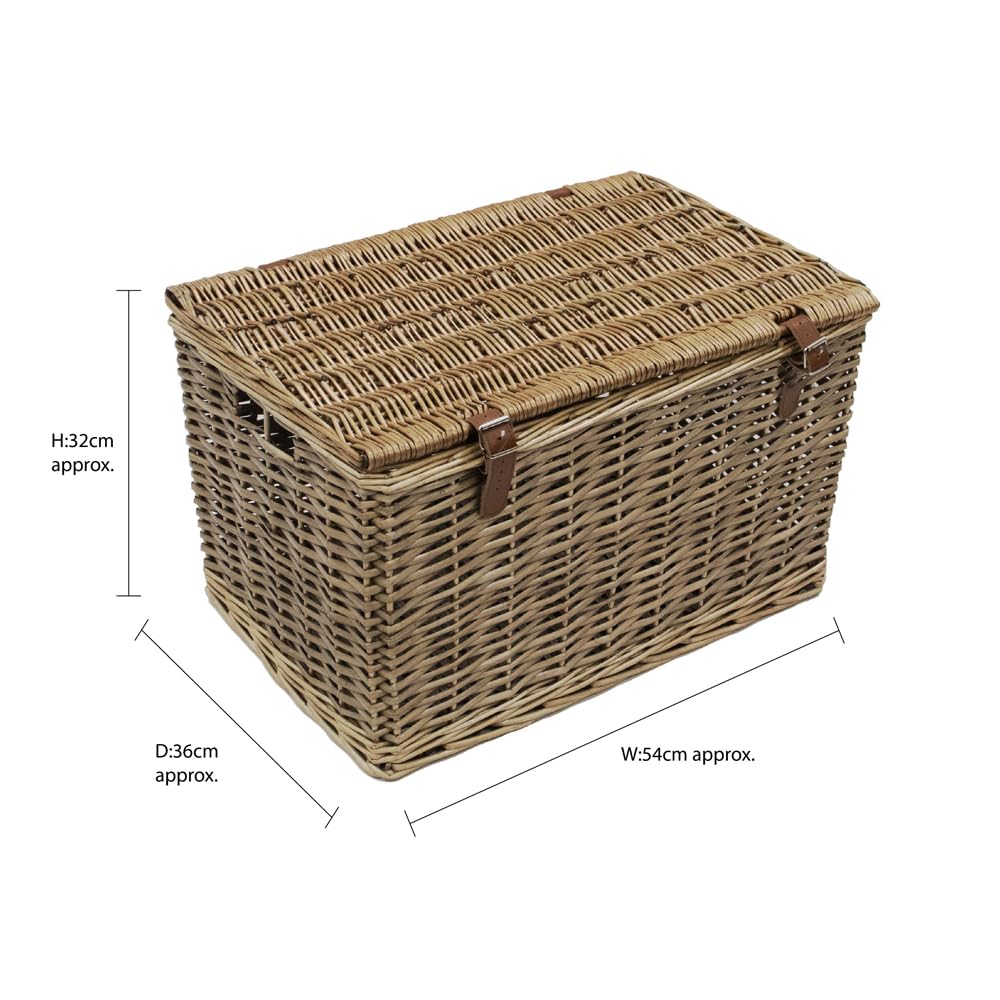 JVL Handmade Buff Wicker Storage Box with Faux Leather Straps | Large | 62L Capacity 7