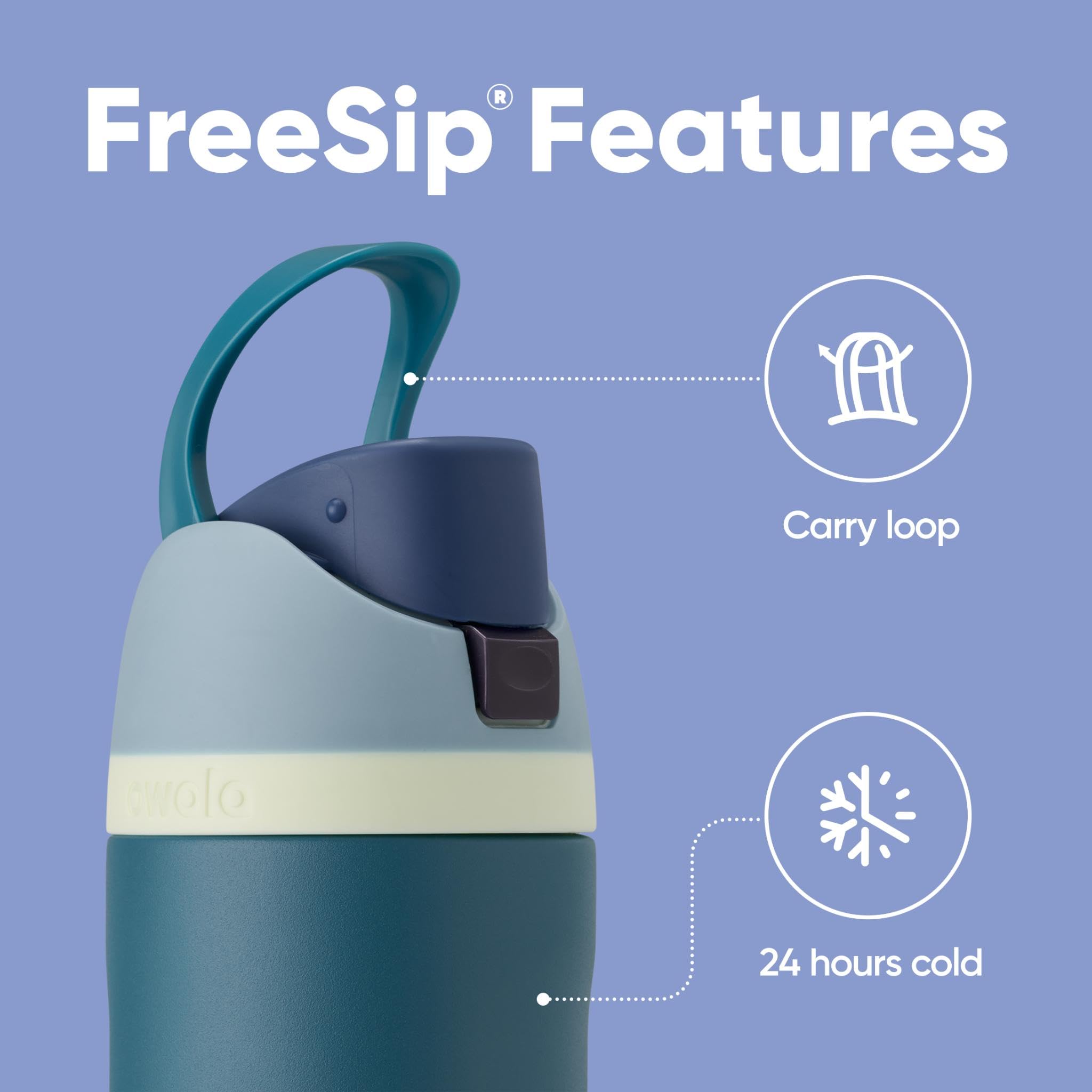 Owala FreeSip Insulated Stainless Steel Water Bottle with Straw - 710ml, Denim 4