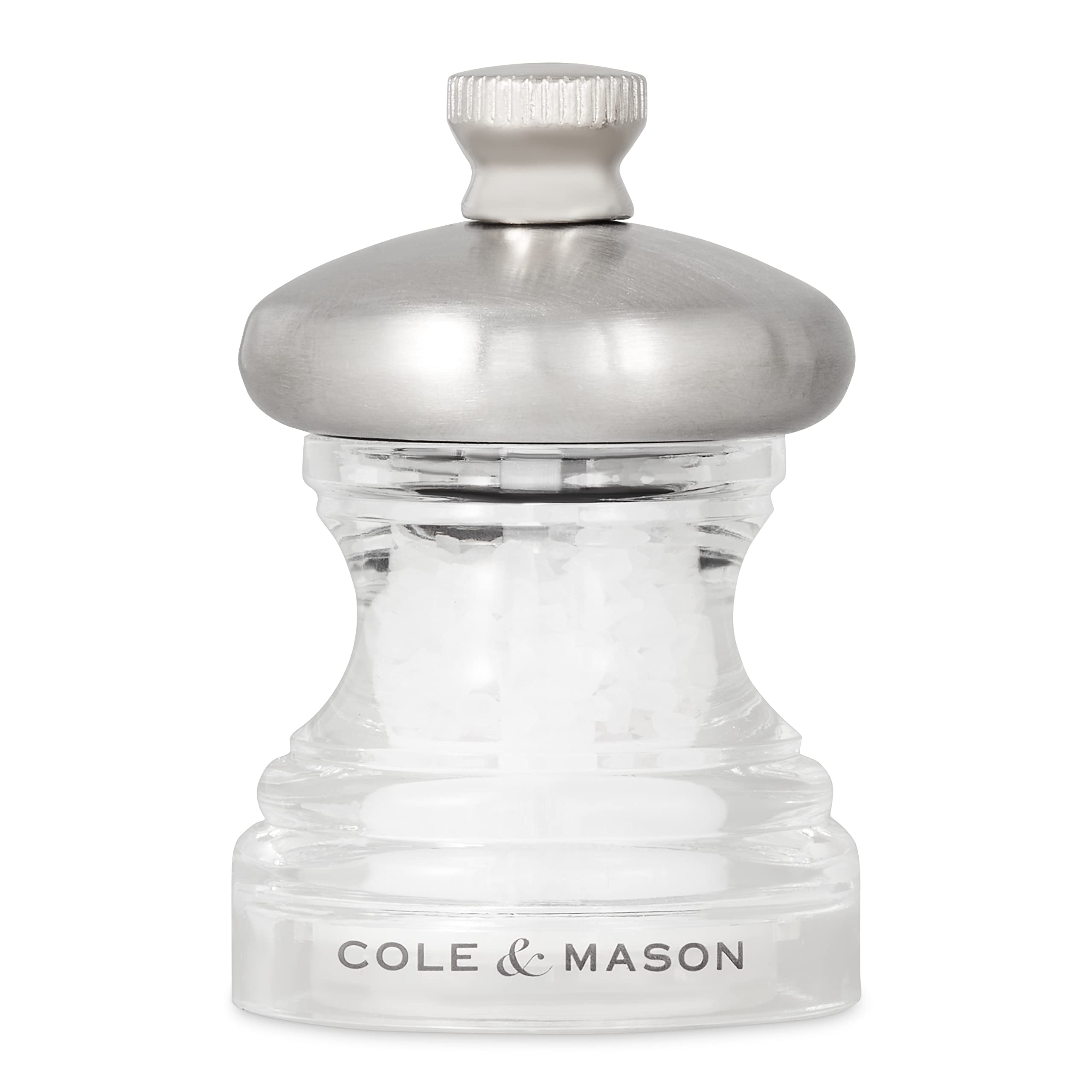 Cole & Mason Button Salt and Pepper Mill Set - 65mm, Adjustable Precision+ Mechanism | Stainless Steel/Acrylic 5