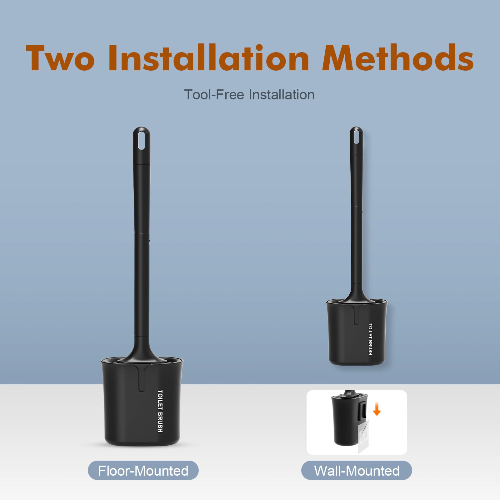 Ibergrif M34156B Black Silicone Toilet Brush & Holder Set | Deep Cleaning TPR Head | Drip Proof 6