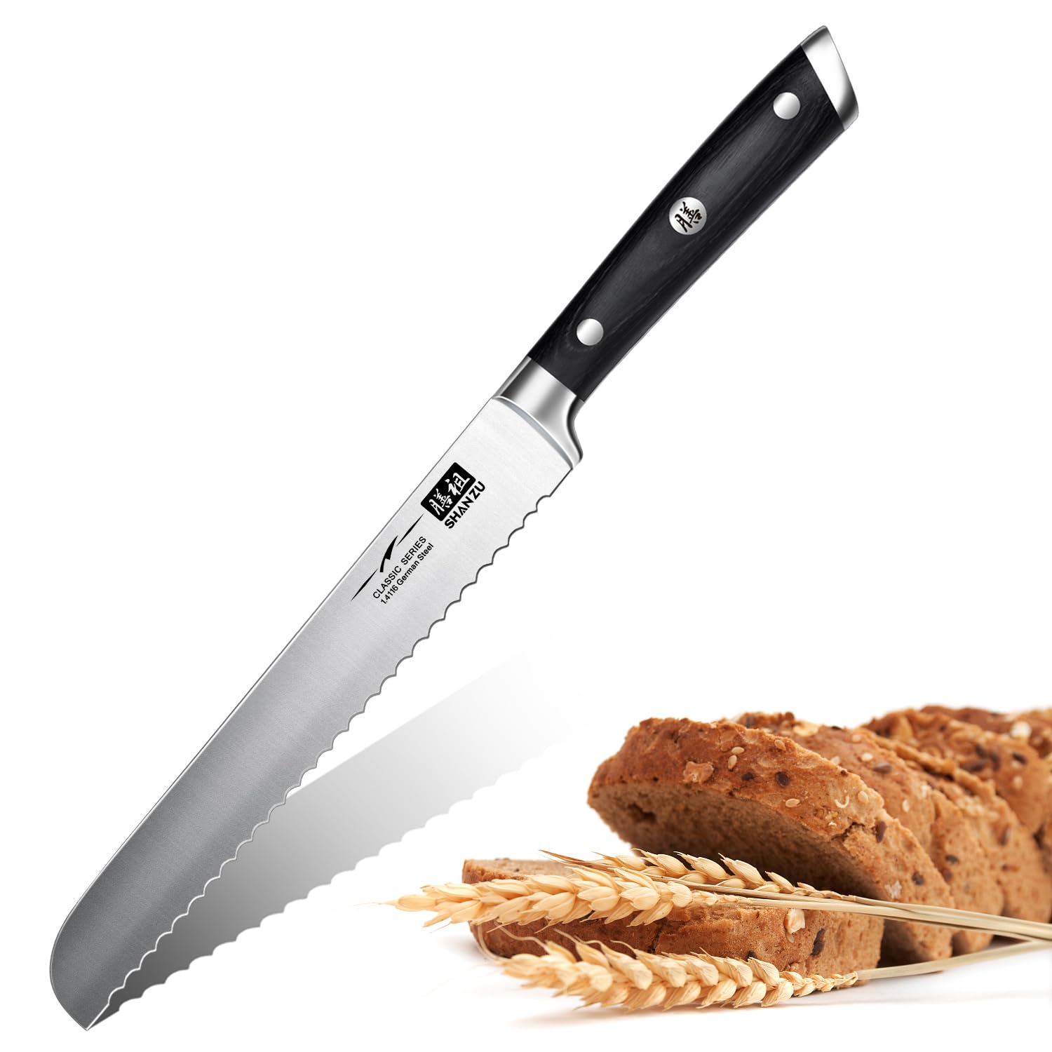 SHAN ZU 8-inch Serrated Bread Knife | German Stainless Steel | Pakkwood Handle | SZCS-2017-012 1