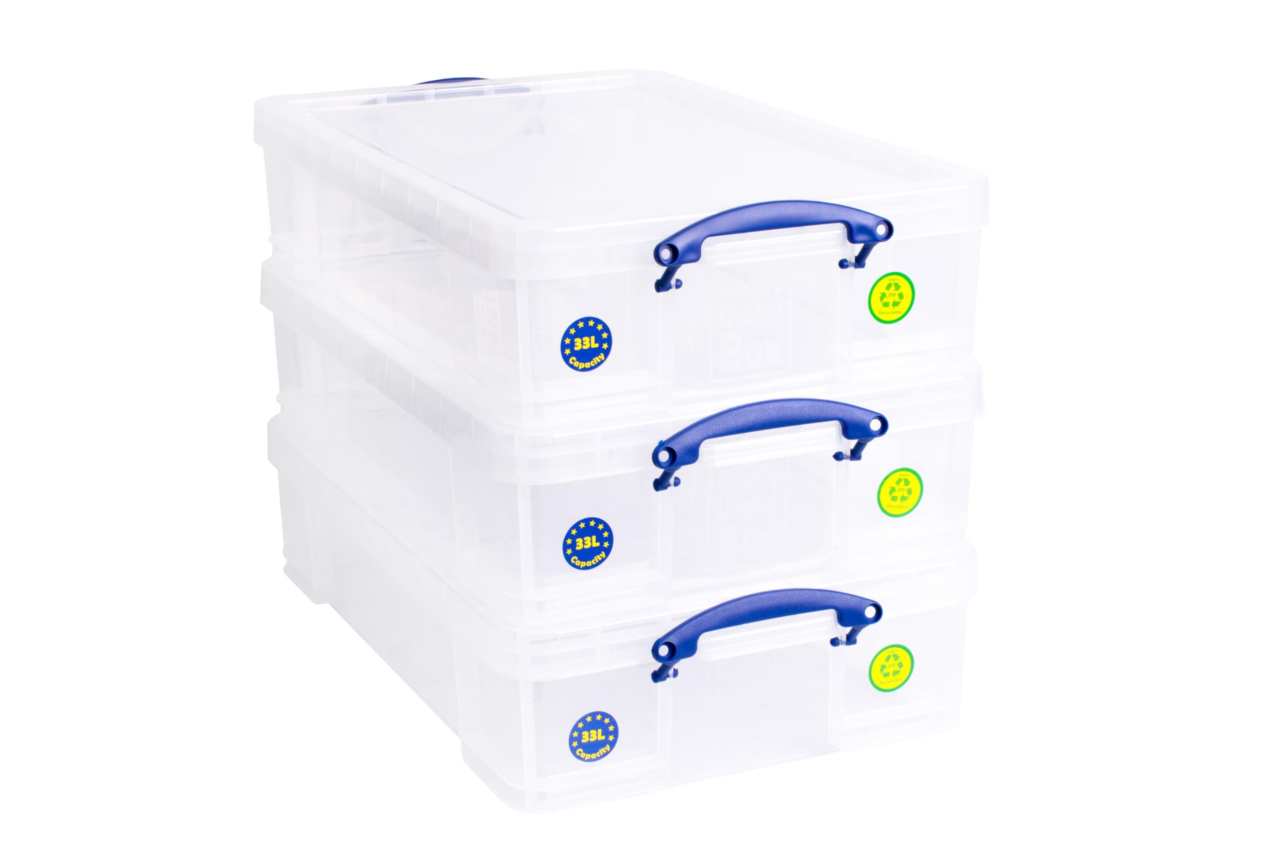Really Useful Box Storage Box - 33 Litre Capacity | Clear | Pack of 3 1