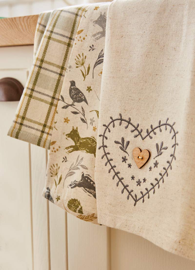 Cooksmart Pack of 3 Cotton Tea Towels - Natural Color, Durable Kitchen Linen | TT9900 2