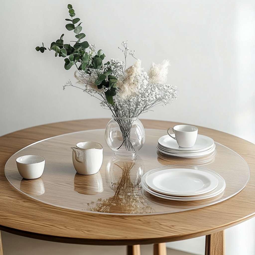 Nicoman Round Clear PVC Table Protector - 120cm Diameter | 2mm Thick | Food Grade