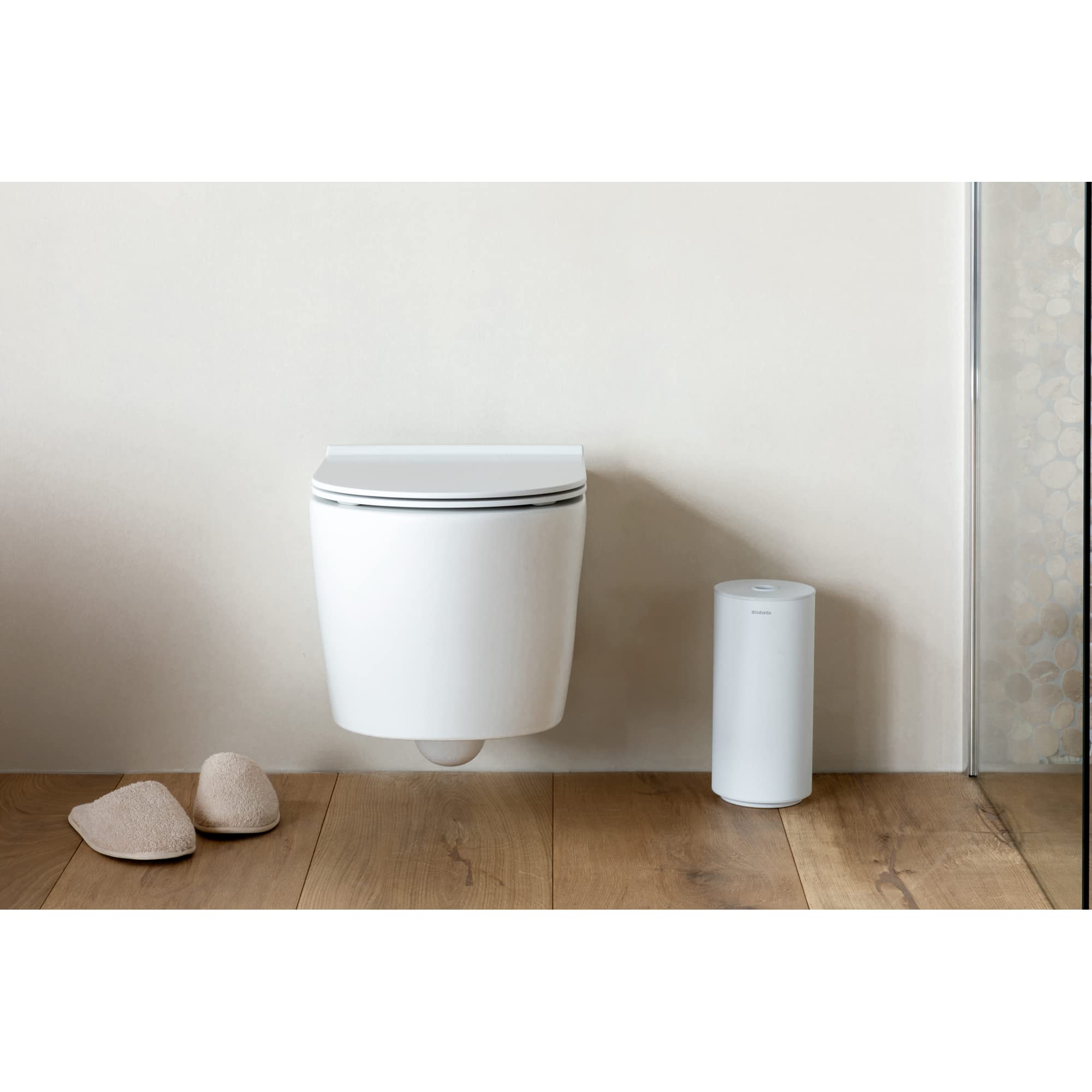 Brabantia Mindset Toilet Roll Dispenser - Holds 2 Spare Rolls | Mineral Fresh White | Alloy Steel 5