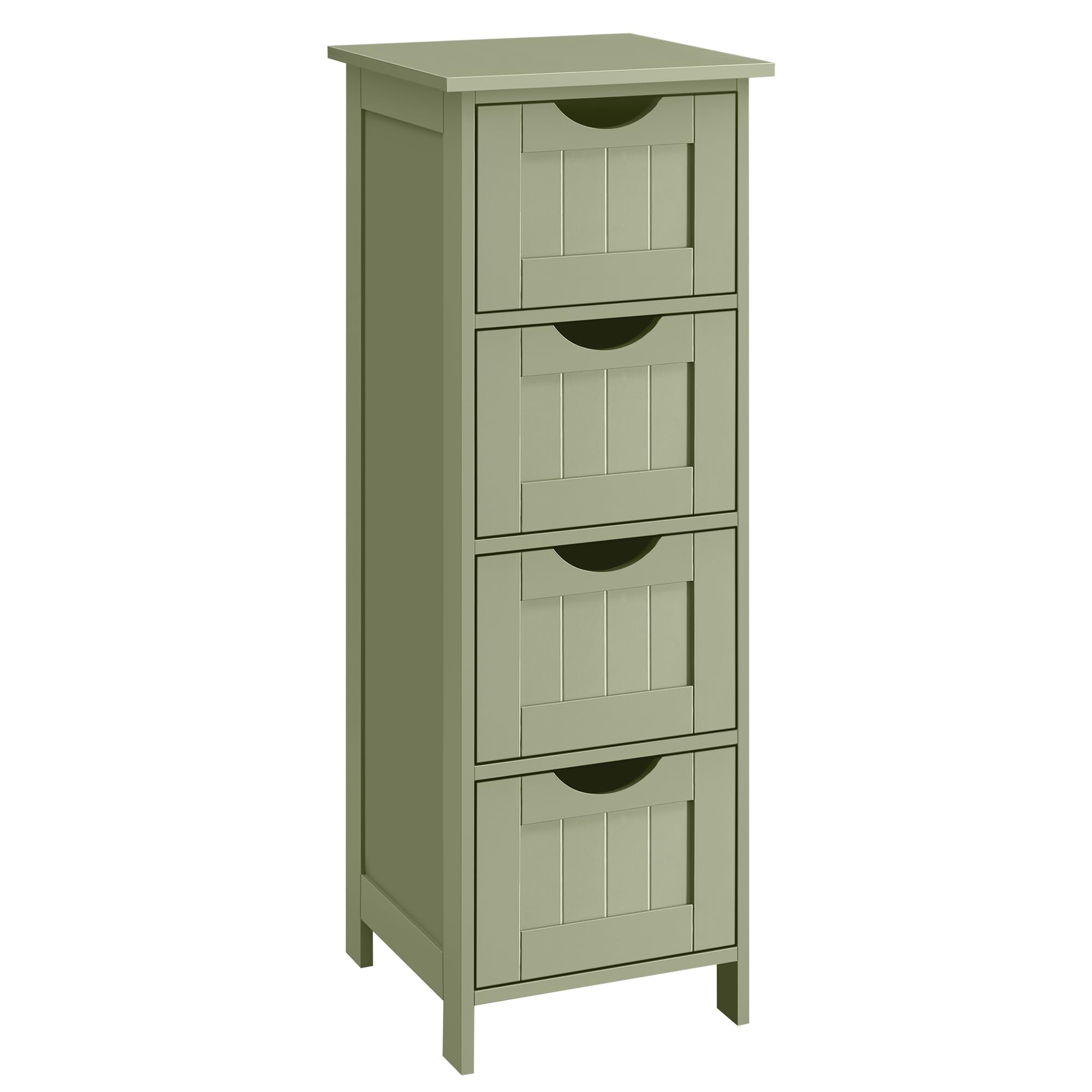 VASAGLE Bathroom Floor Storage Cabinet - 4 Drawers | 30 x 30 x 82 cm | Laurel Green | MDF 1