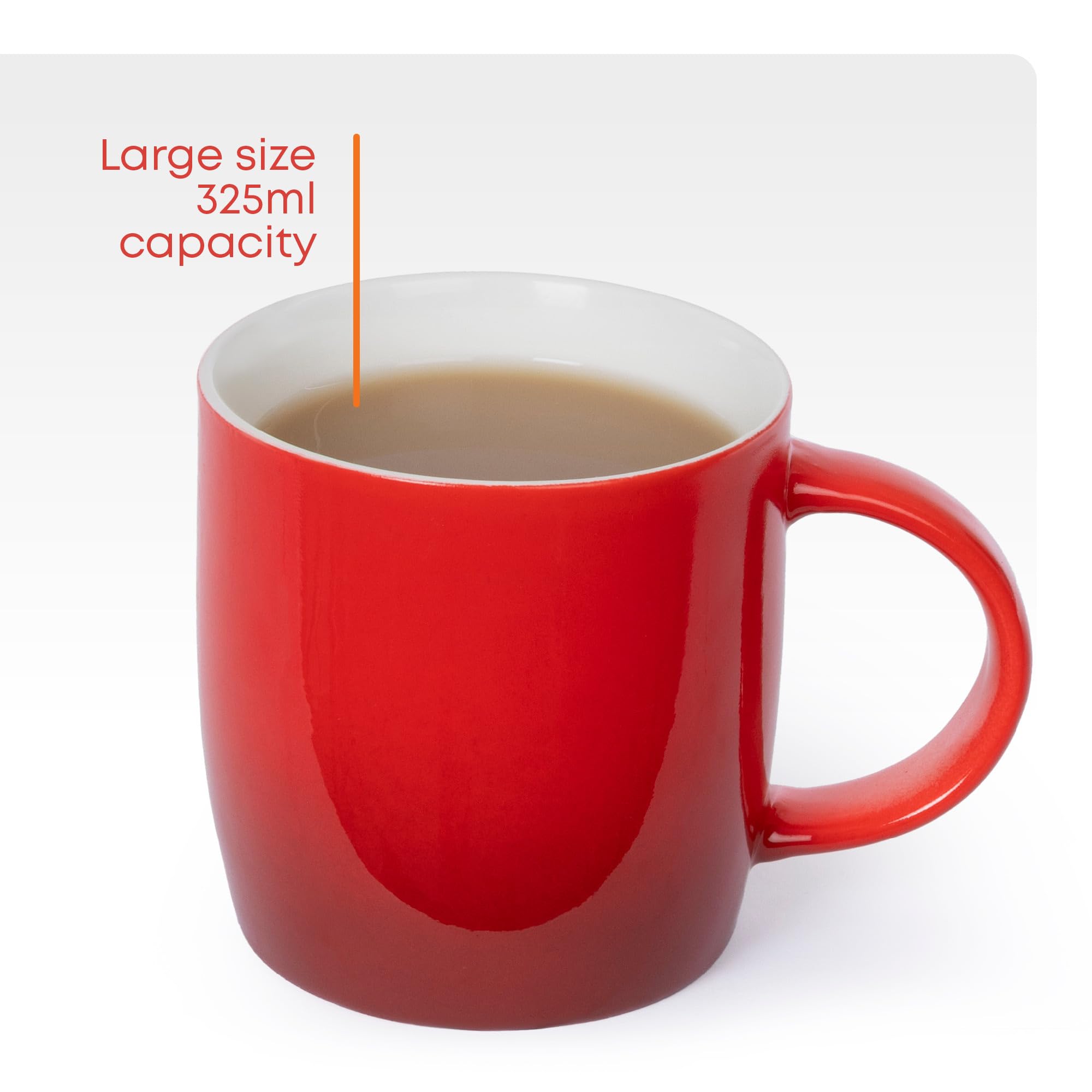 FiNeWaY Stoneware Coffee Mugs Set of 6 - 325ml Capacity, Stackable, Multicolour 6