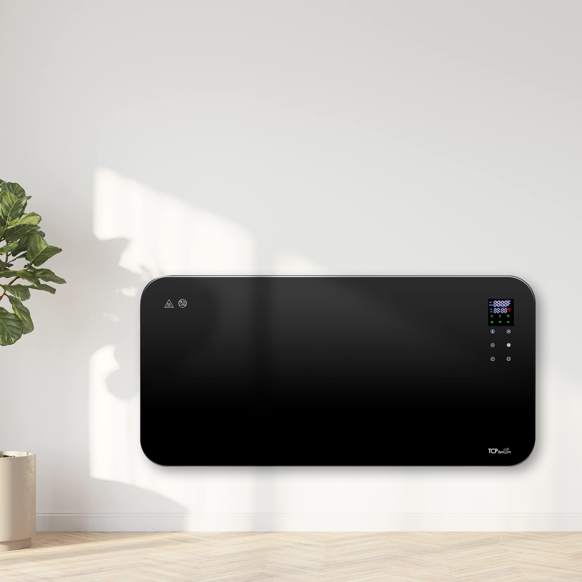 TCP Smart Glass Panel Heater 2000W Black with App Control | WiFi | 2 Heat Modes 2