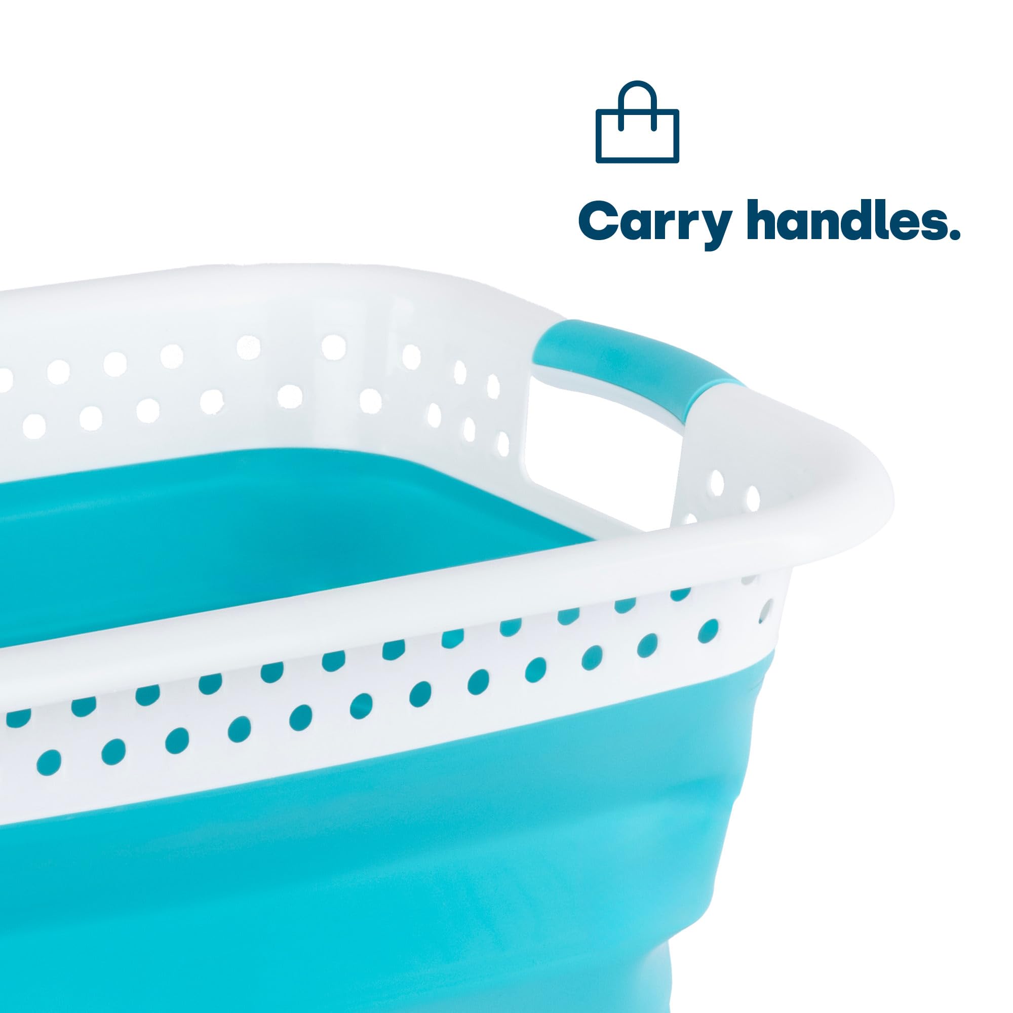 LIVIVO Collapsible Laundry Basket 58L - Foldable with Carry Handles | Turquoise 5