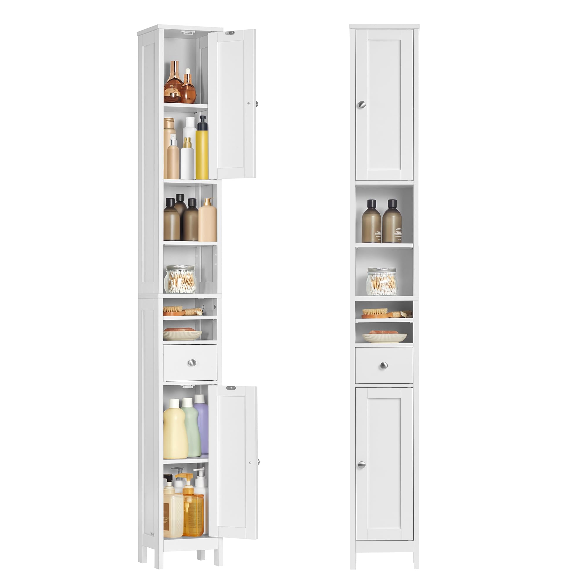 VASAGLE Tall Bathroom Cabinet - Slim Freestanding Storage | Cloud White | 180cm H 1