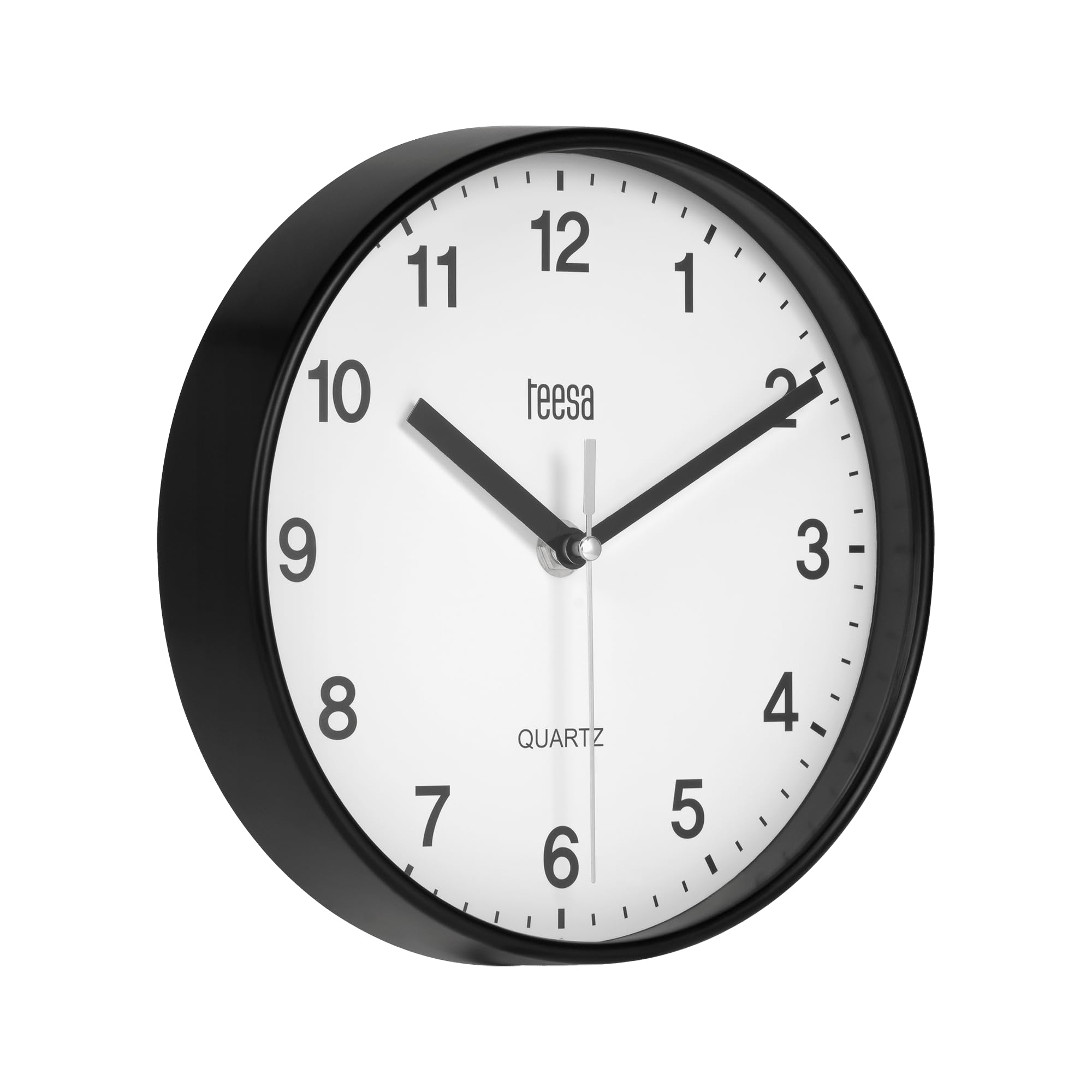 Teesa Analog Wall Clock - 20 cm Diameter | Silent Movement | Black Plastic 3