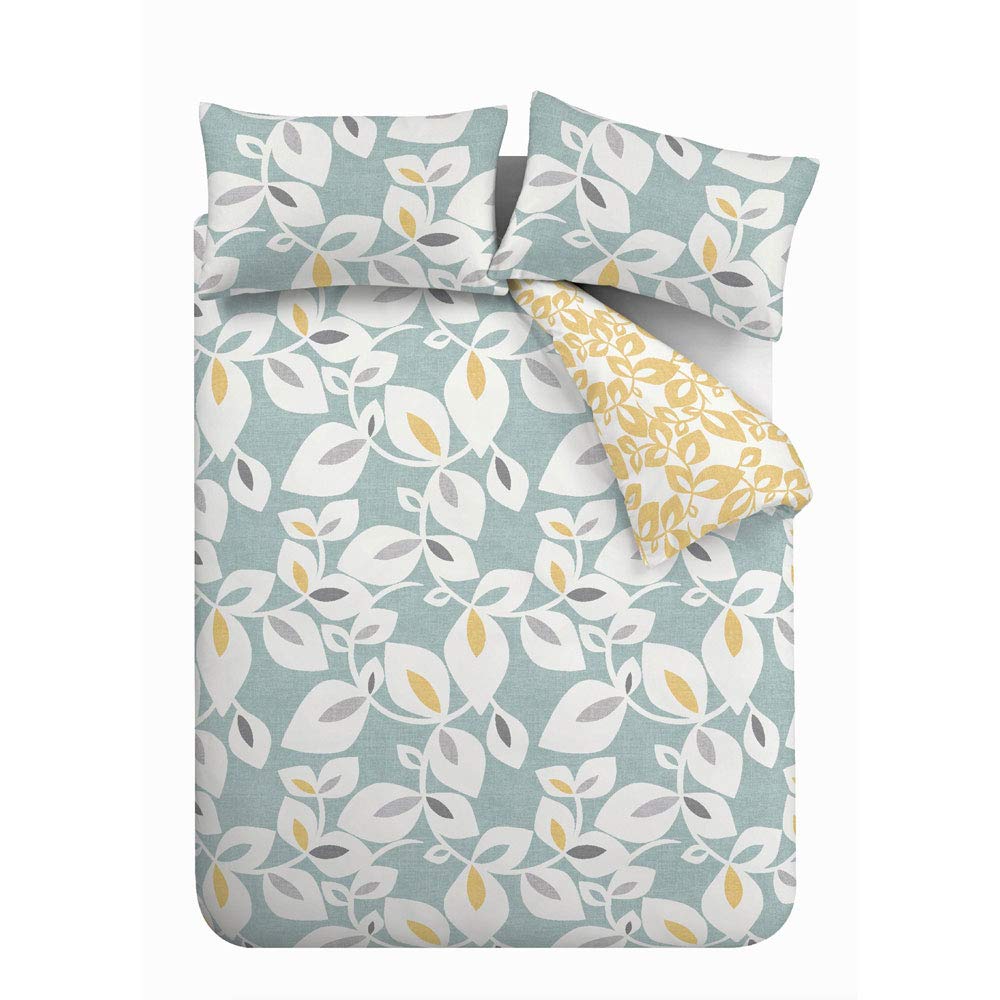 Catherine Lansfield Inga Leaf Reversible King Duvet Cover Set | 220x230cm | Teal 5