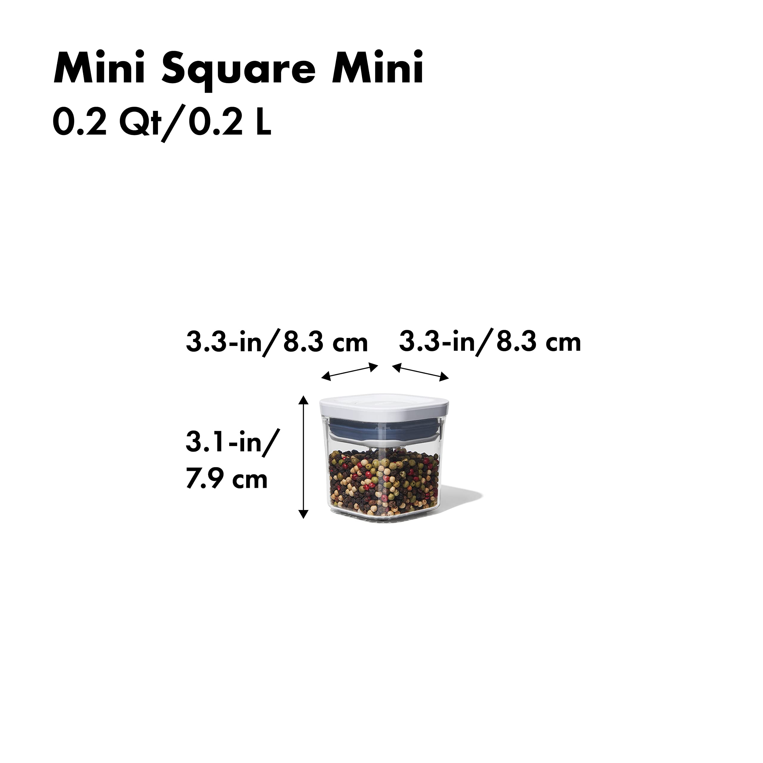 OXO Good Grips 4-Piece Mini POP Container Set - Airtight Food Storage for Spices | Stackable Plastic 4